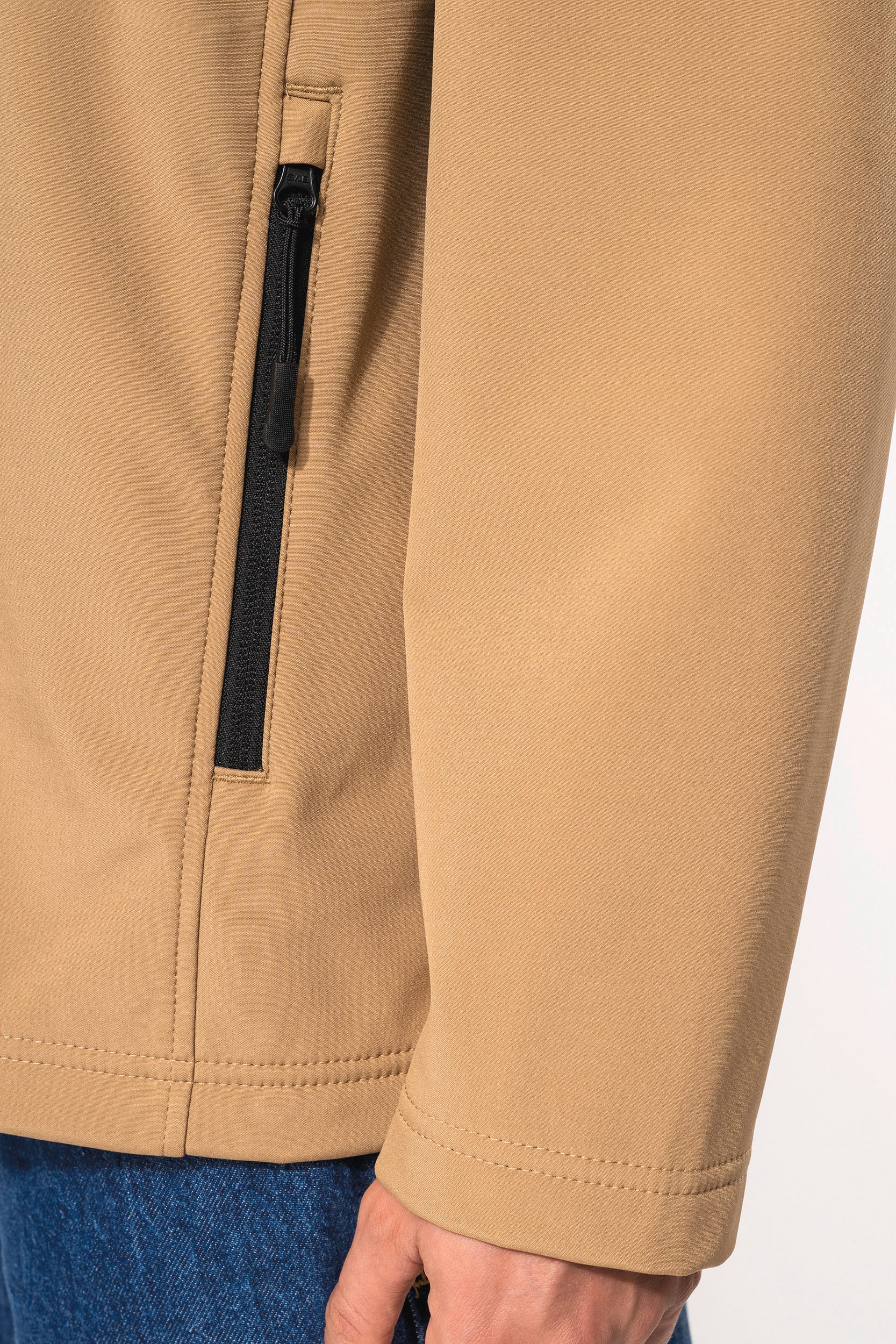 Blusão softshell 3 camadas com capuz e mangas amovíveis unissexo