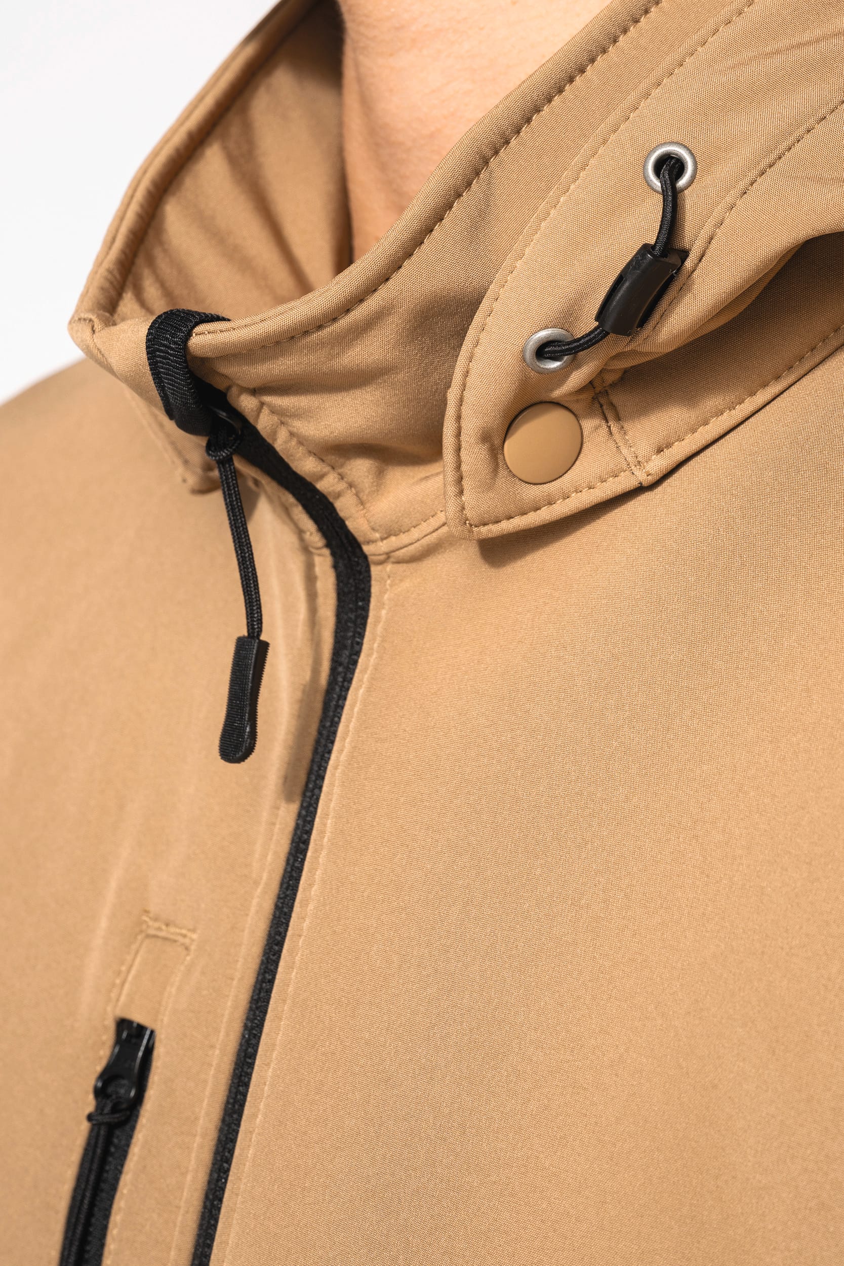 Blusão softshell 3 camadas com capuz e mangas amovíveis unissexo