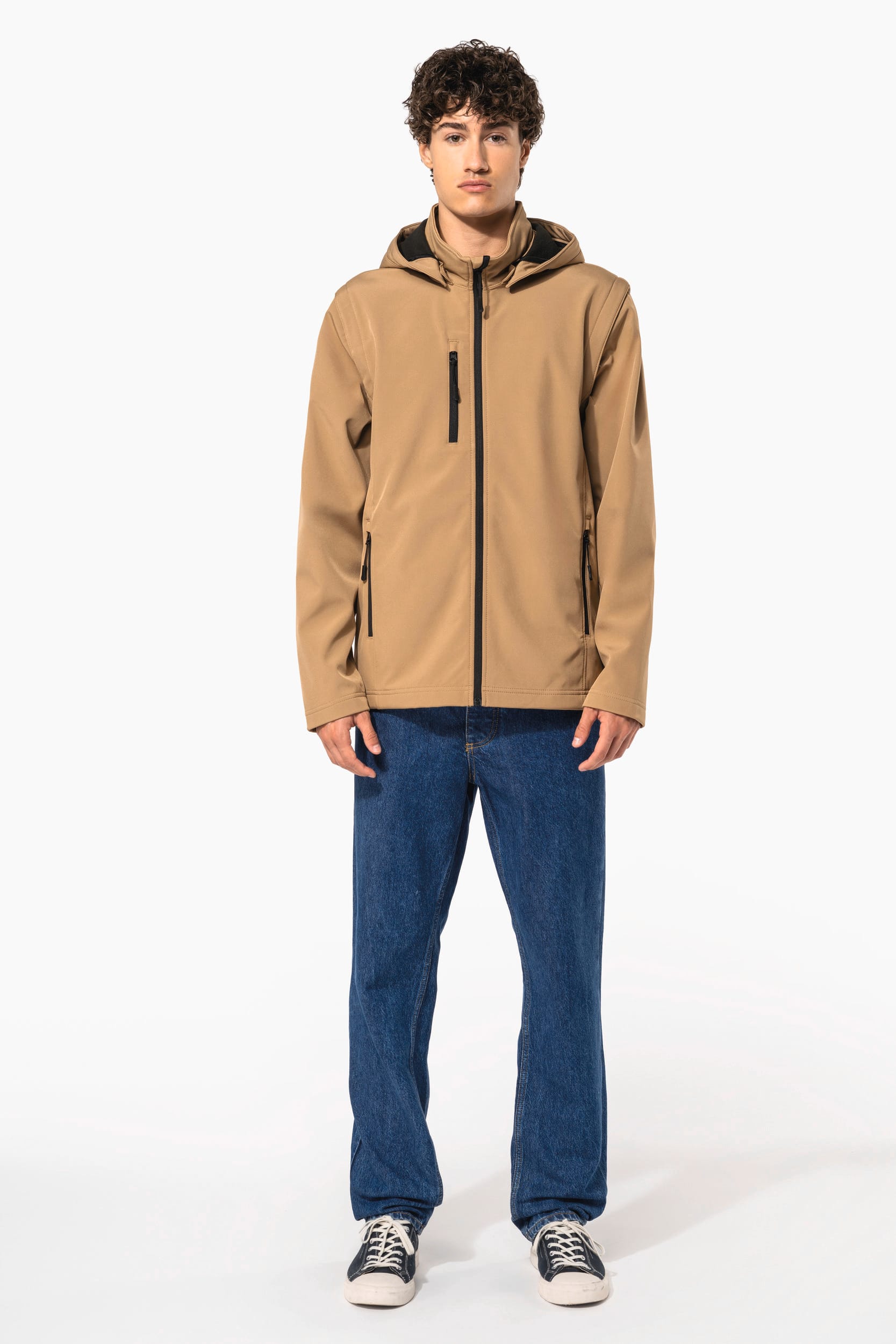 Veste Softshell 3 couches à capuche avec manches amovibles unisexe - Image 10