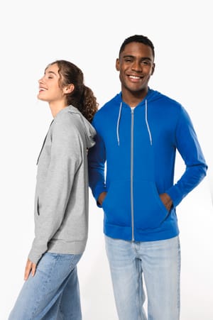 Licht katoenen sweatvest met capuchon