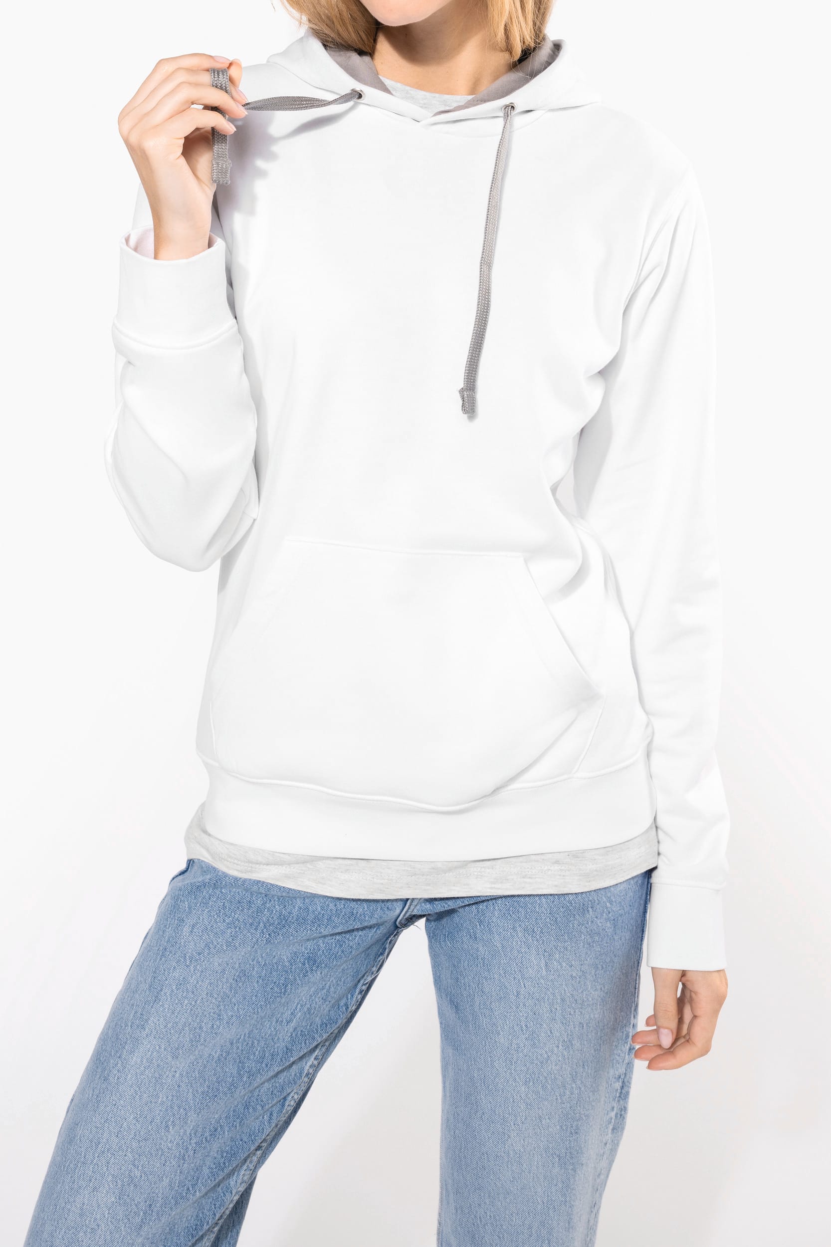Sweat-shirt capuche contrastée femme