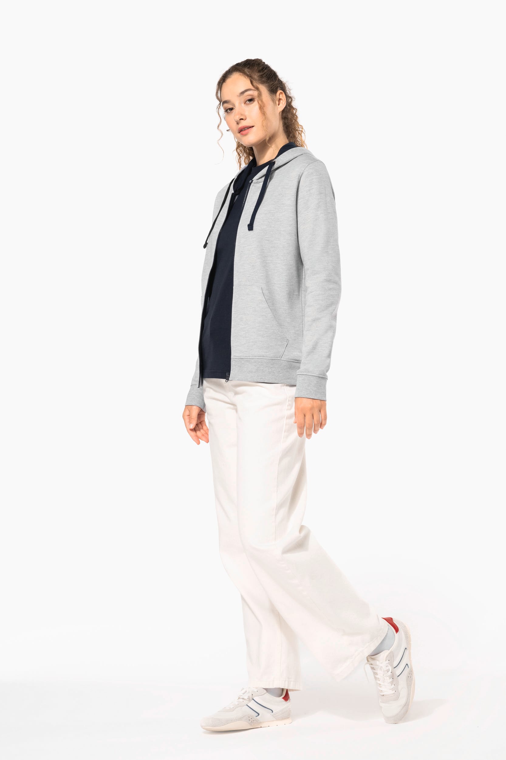 Sweat-shirt zippé capuche contrastée femme - Image 12