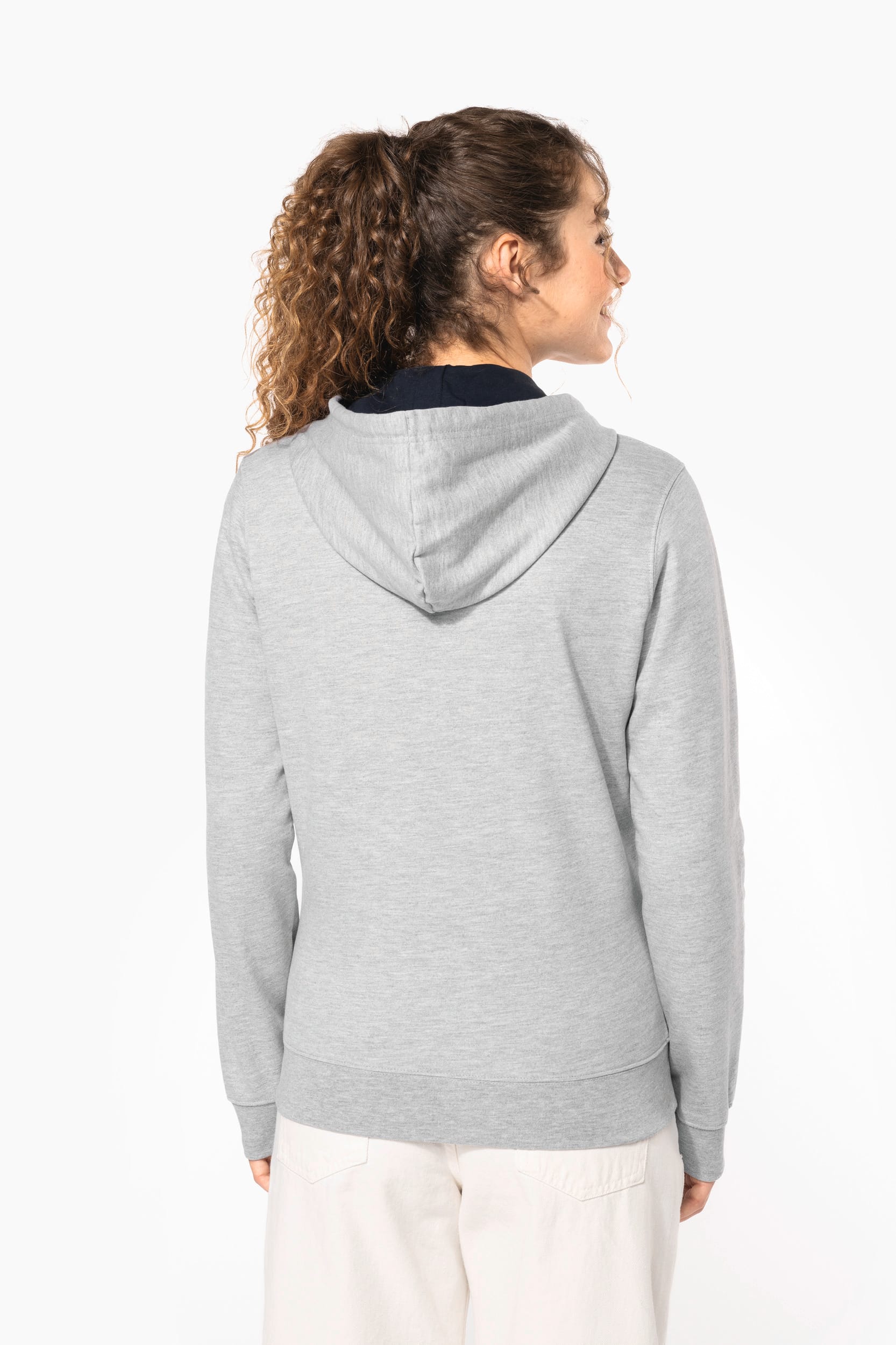 Sweat-shirt zippé capuche contrastée femme - Image 2