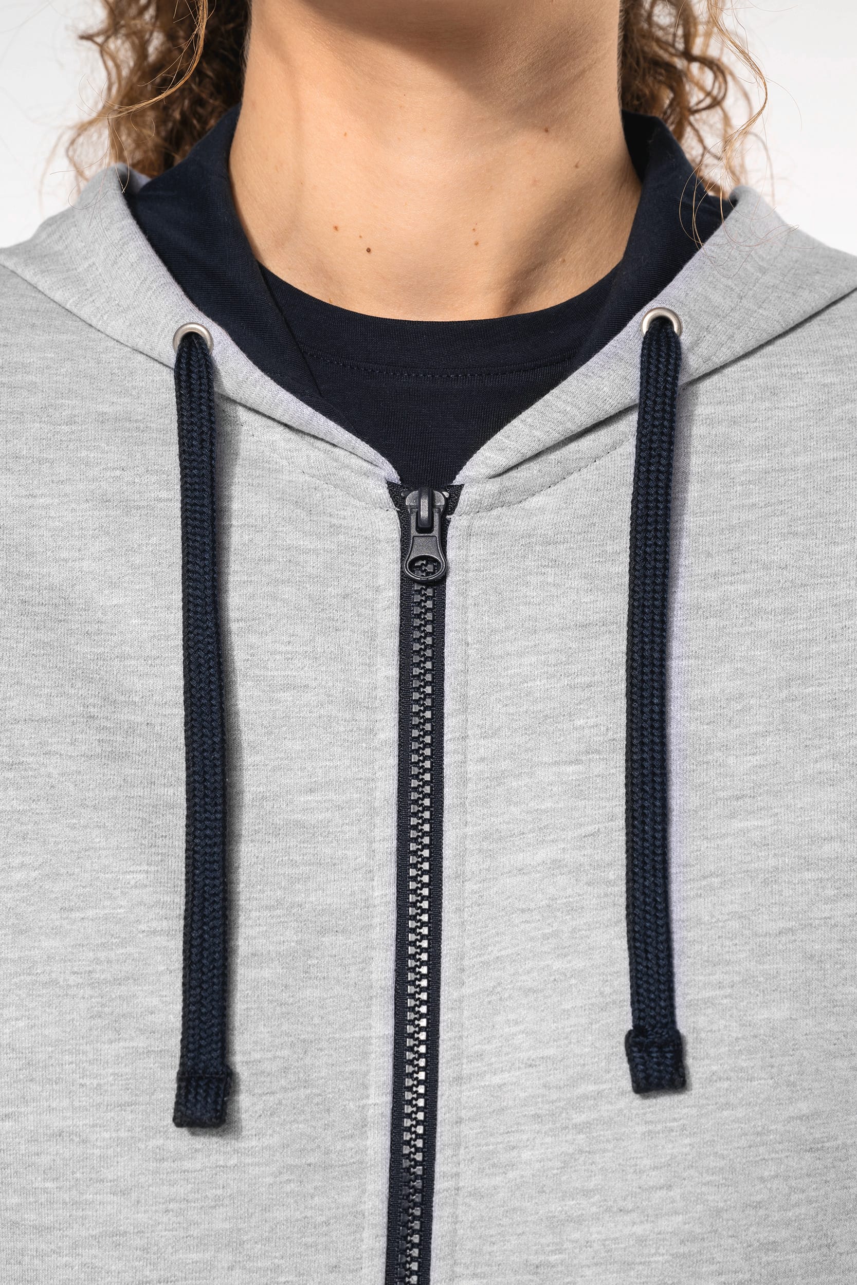 Sweat-shirt zippé capuche contrastée femme - Image 3