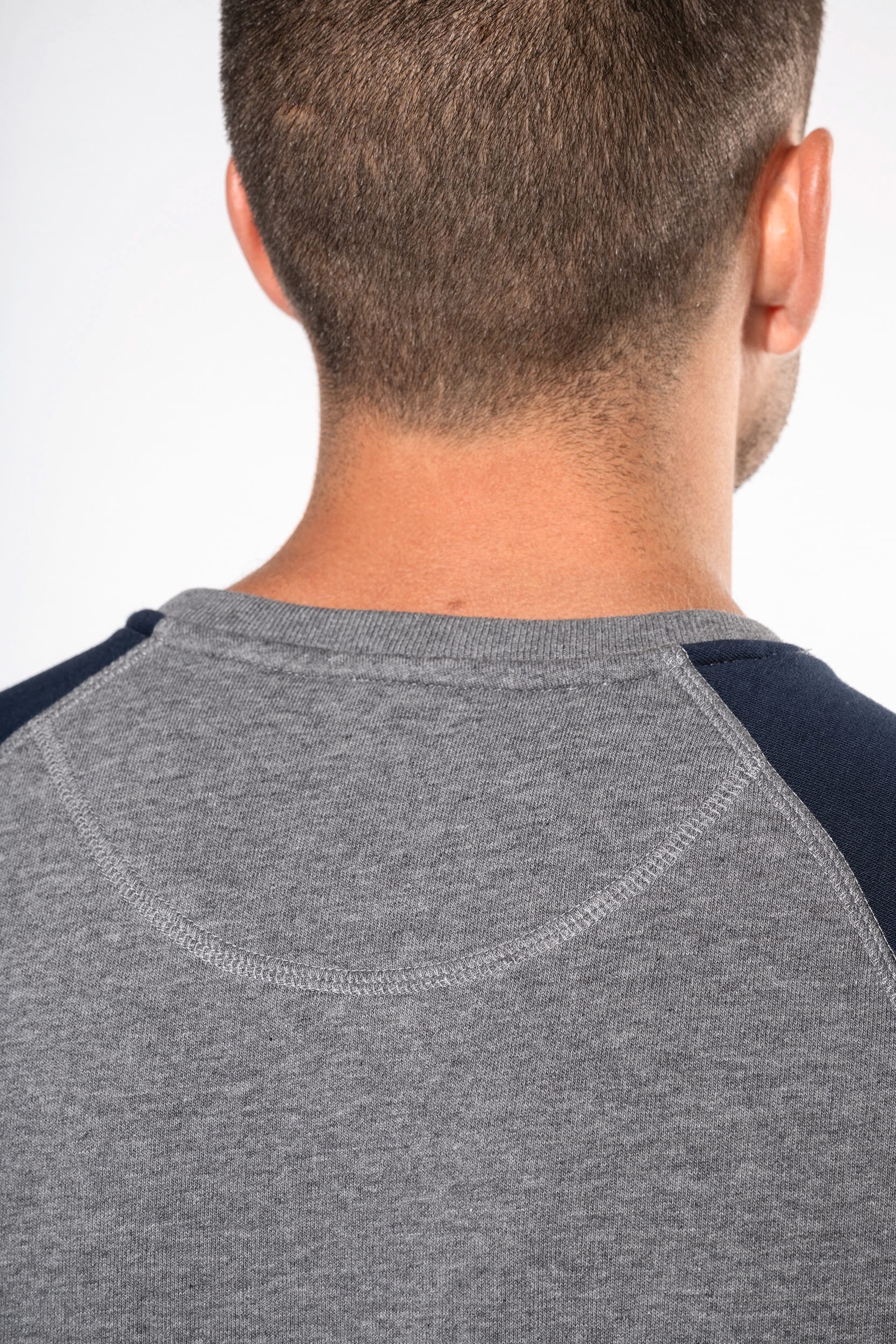 Sweatshirt BIO French Terry bicolor de homem com decote redondo e mangas raglan