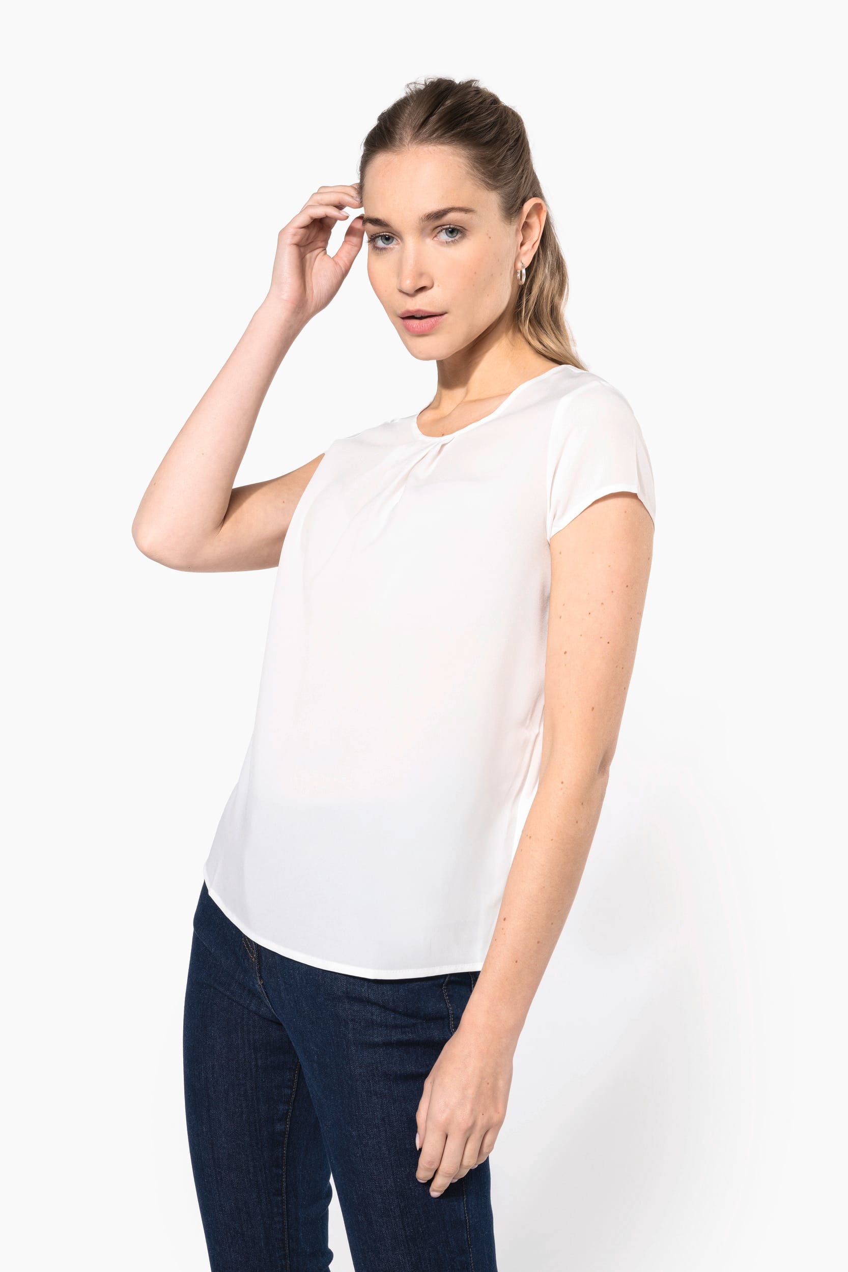 Blouse crêpe manches courtes femme - Image 3