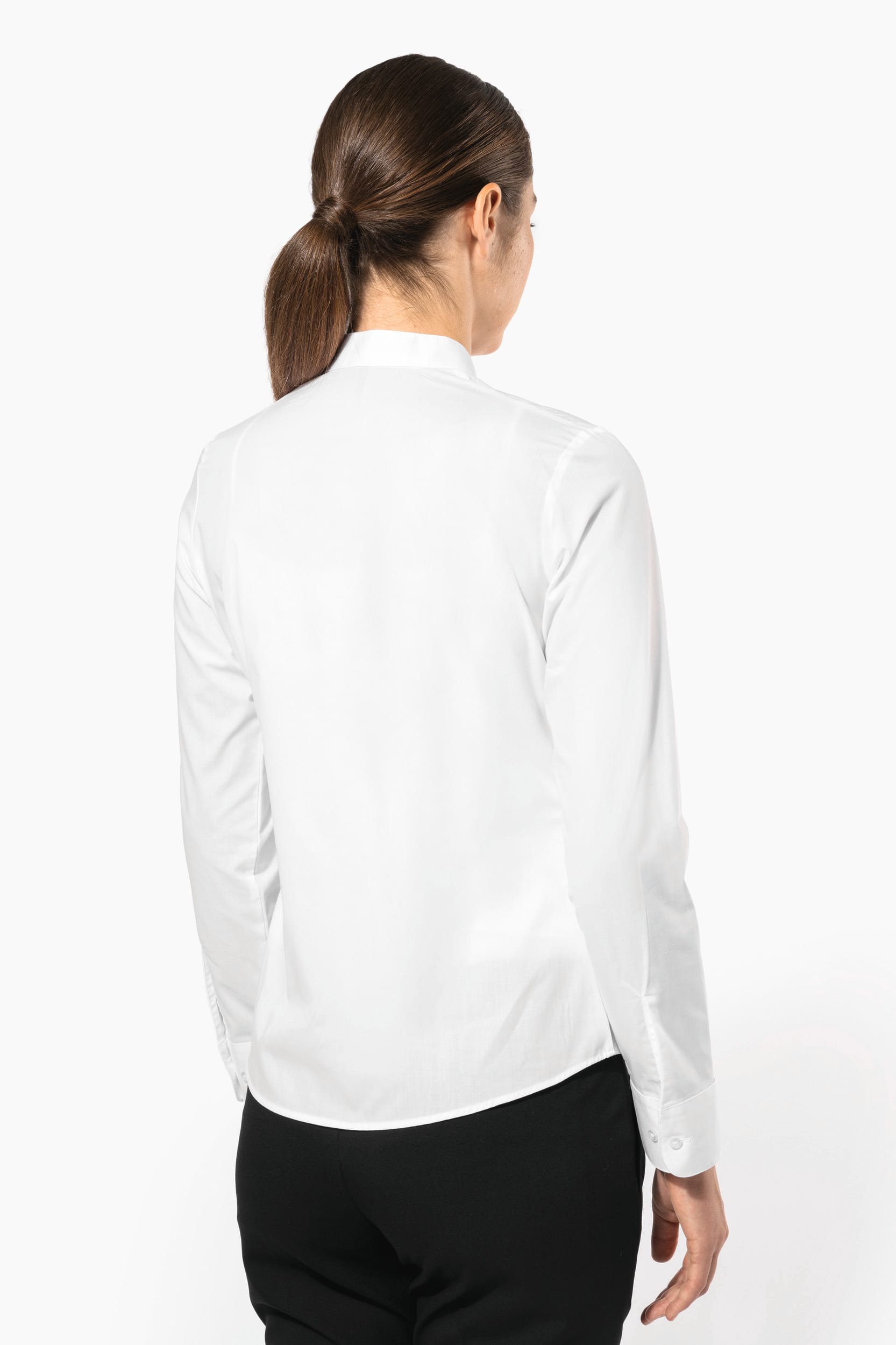 トップス carorie COLLAR SHIRT WHITE / L Ladies' long-sleeved mandarin collar shirt - Kariban