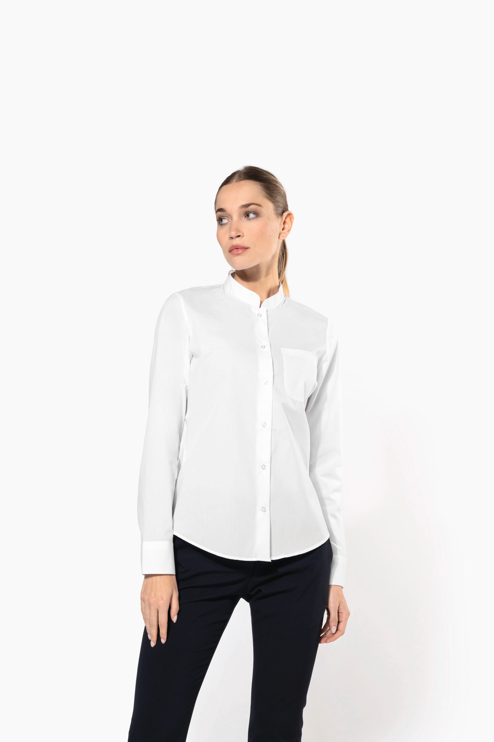 Ladies' long-sleeved mandarin collar shirt - Kariban