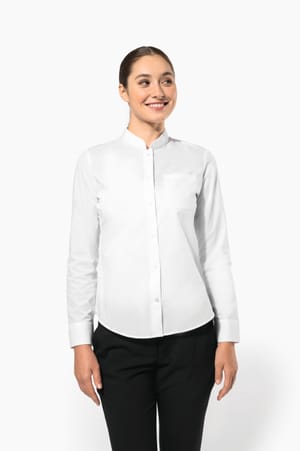 Damesblouse met "Mao" kraag lange mouwen