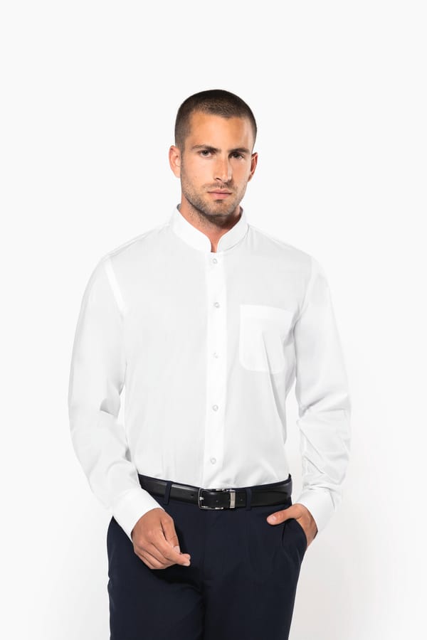 Camicia uomo collo alla coreana manica lunga Kariban