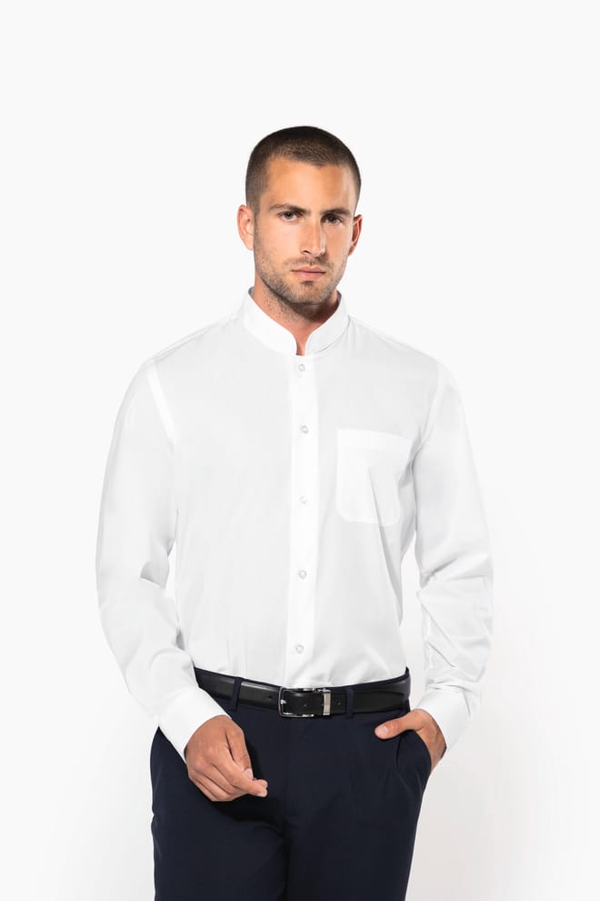 Camicia uomo collo alla coreana manica lunga