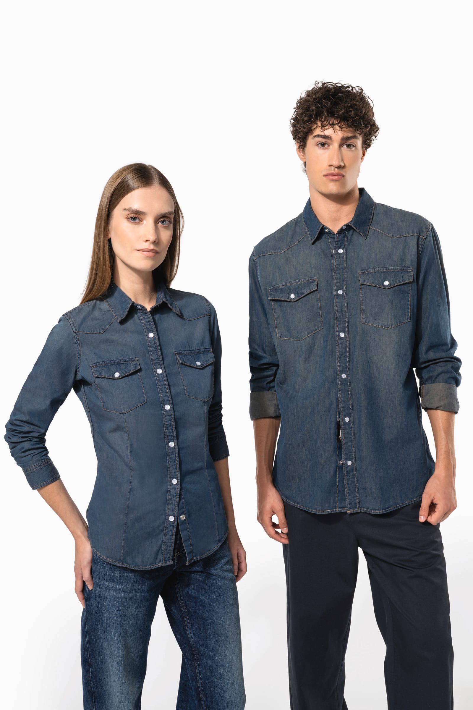 Dames denim blouse lange mouwen