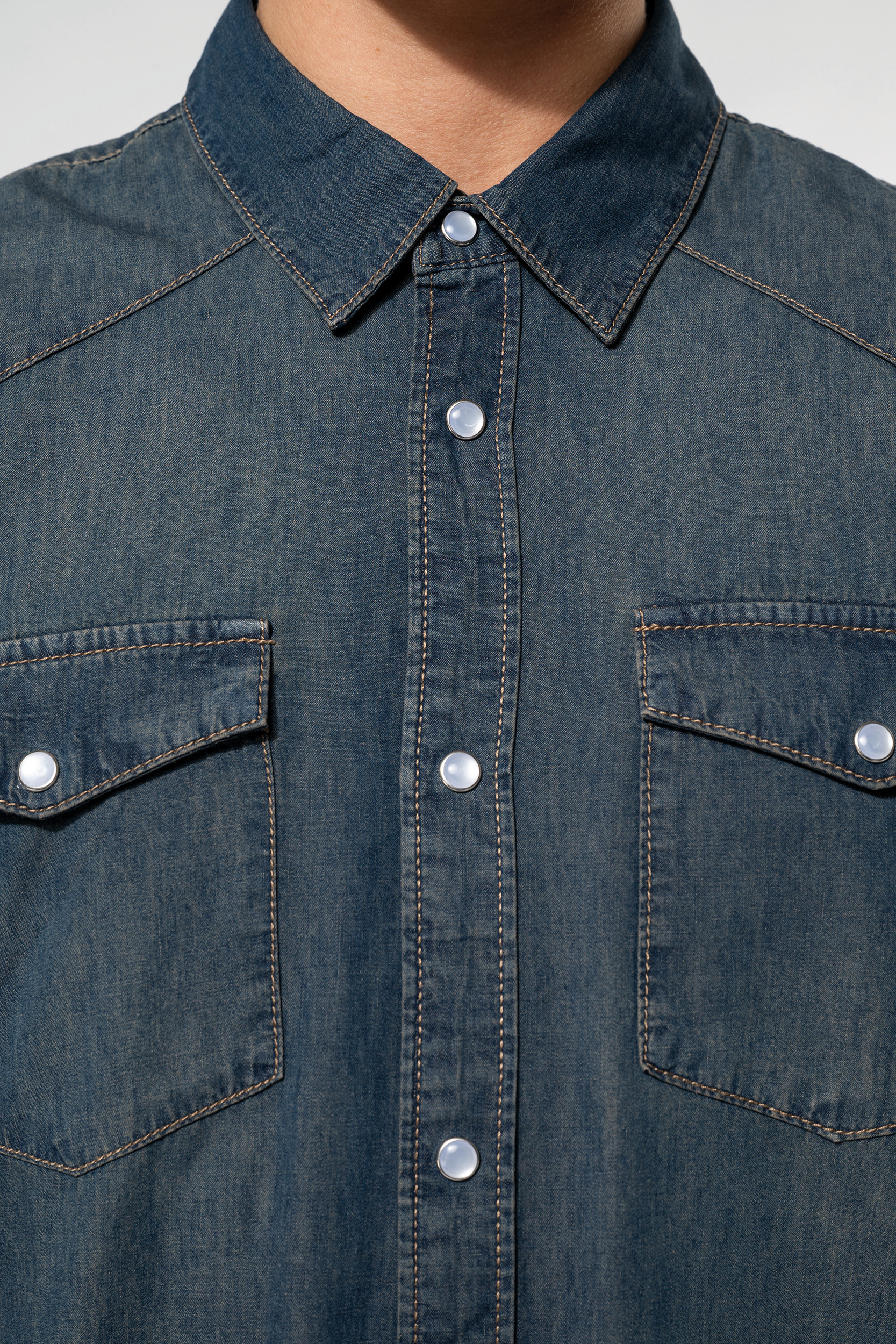 Heren denim overhemd lange mouwen