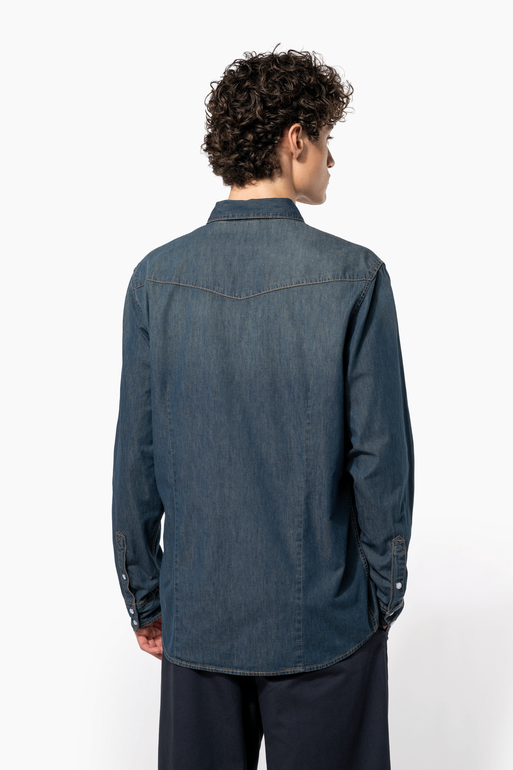 Heren denim overhemd lange mouwen