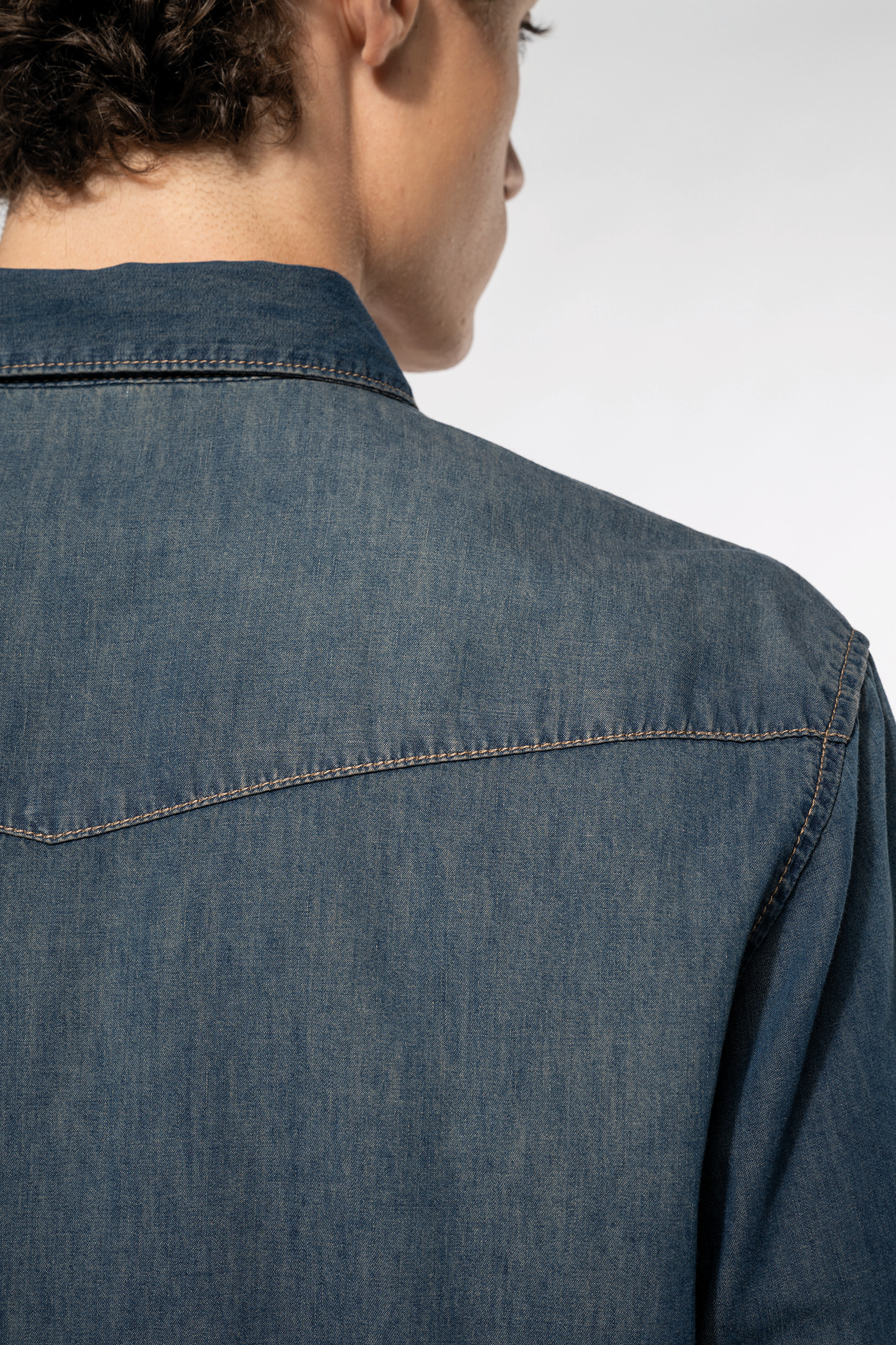 Heren denim overhemd lange mouwen