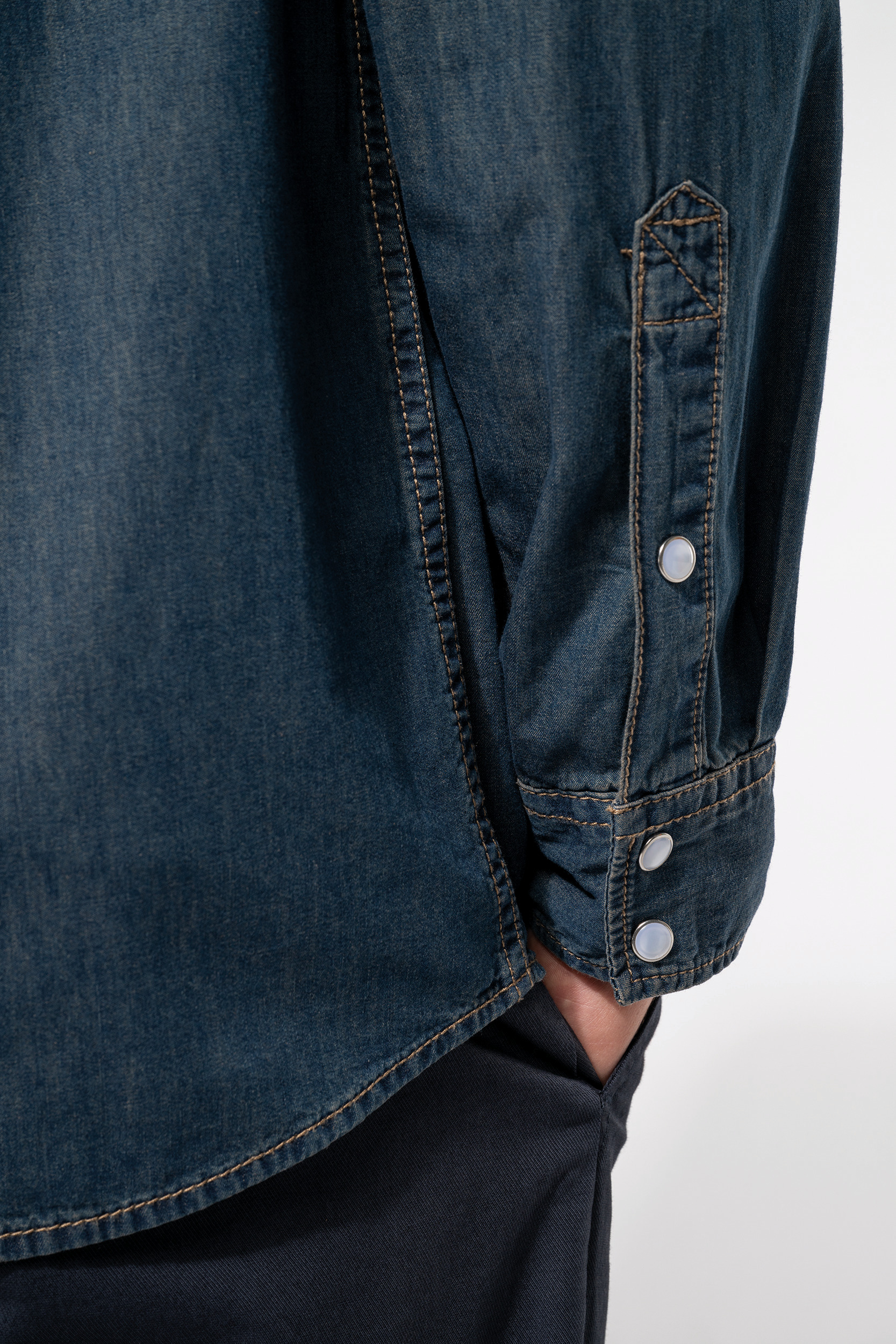 Heren denim overhemd lange mouwen