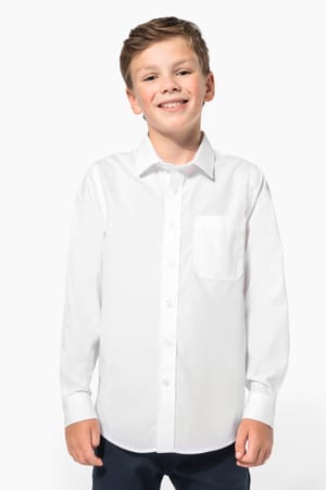 Kinder poplin overhemd lange mouwen