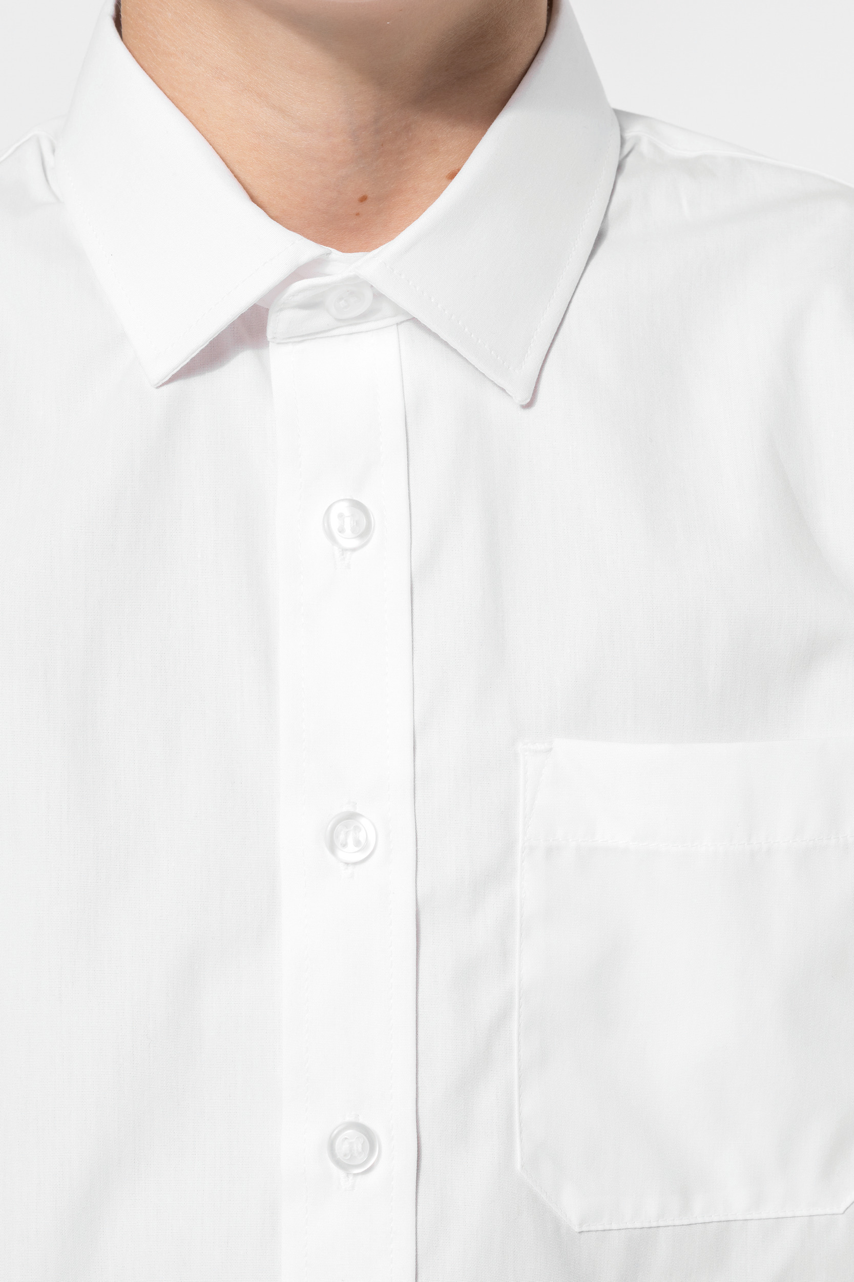 Camicia Estiva Aubrion Per Bambini - Bianca, Maniche Corte, Collo Alto, Taglia 7-8 Anni. Leggera E Traspirante!