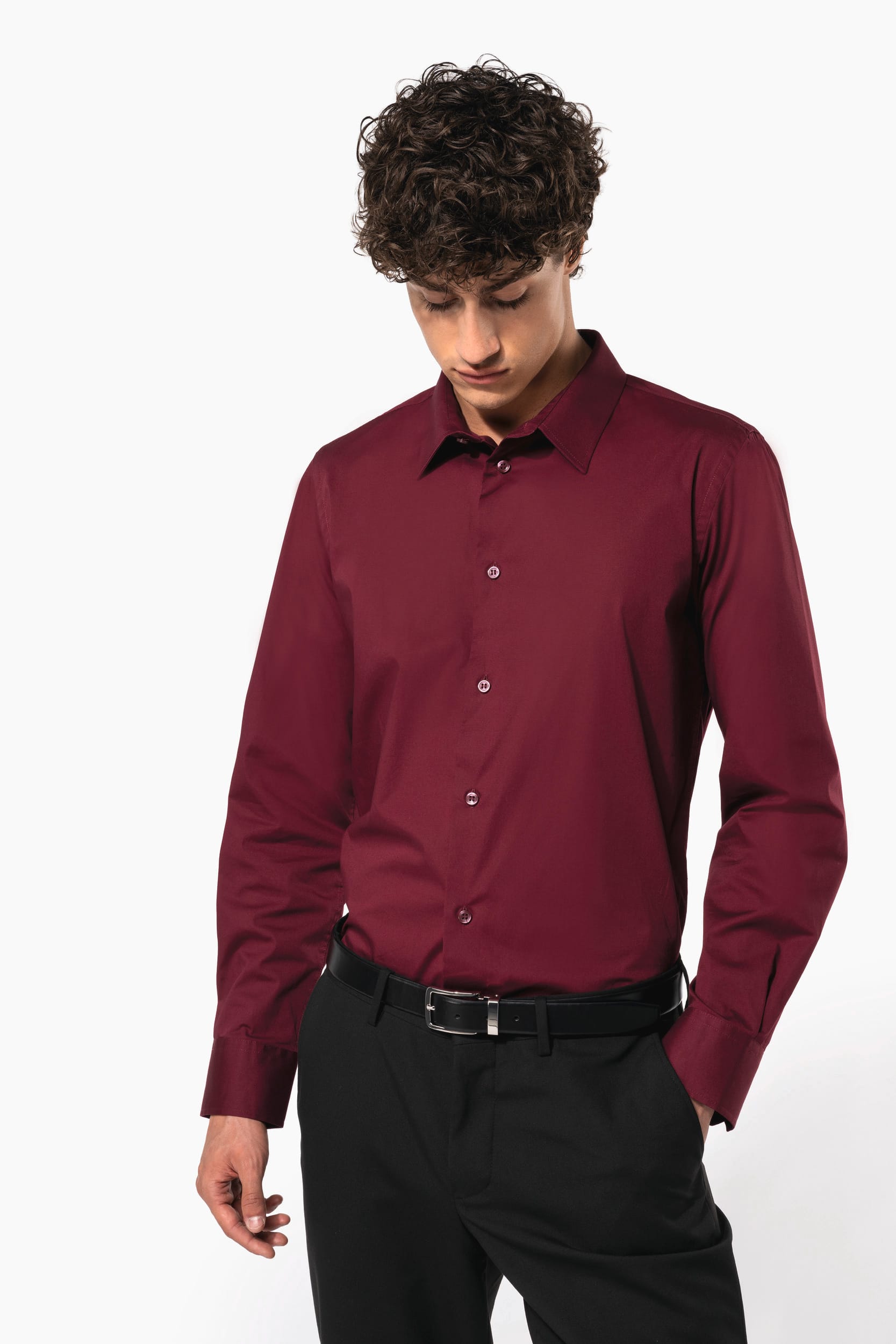 Chemise coton / élasthanne manches longues homme - Image 6