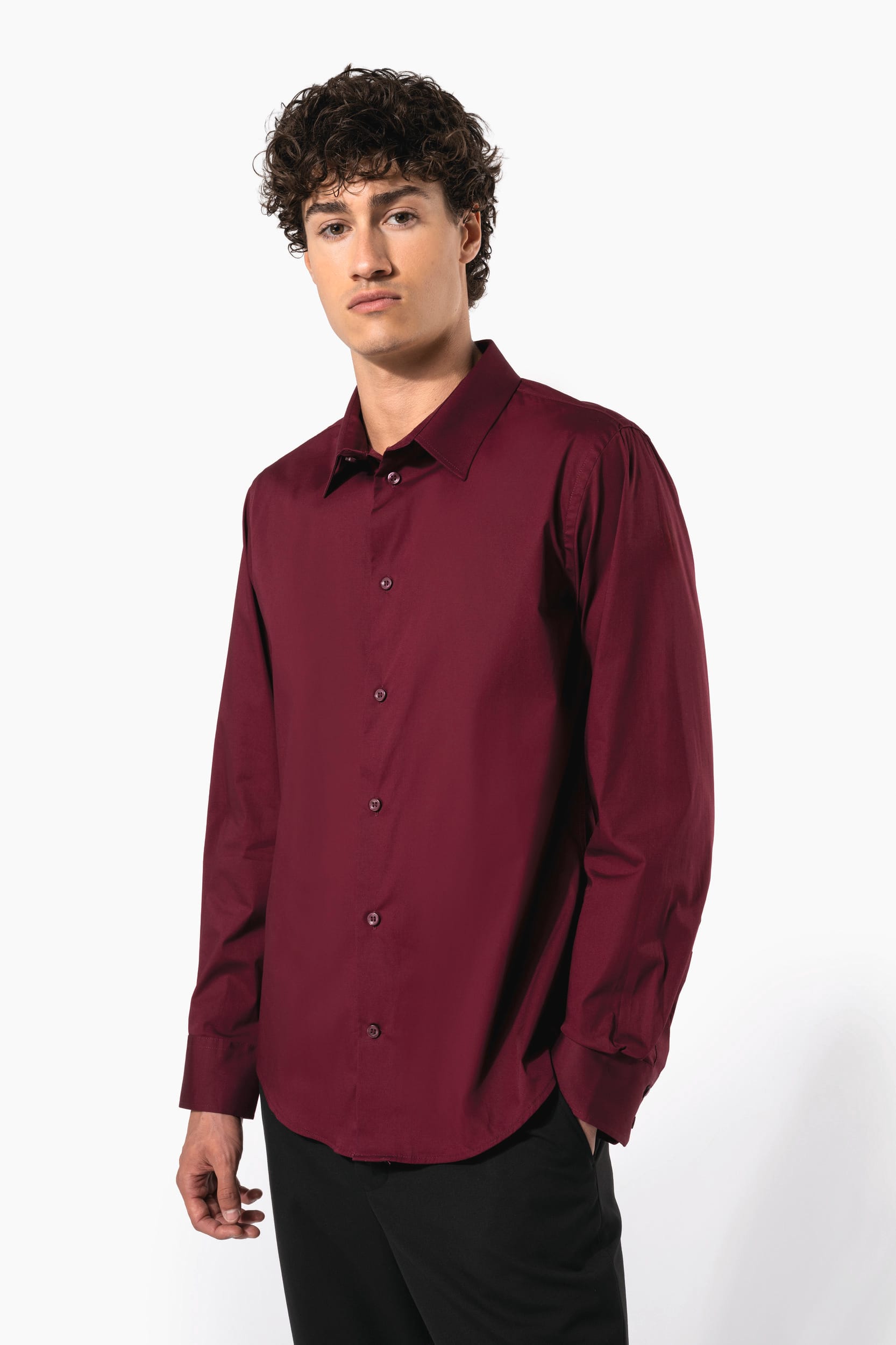 Chemise coton / élasthanne manches longues homme