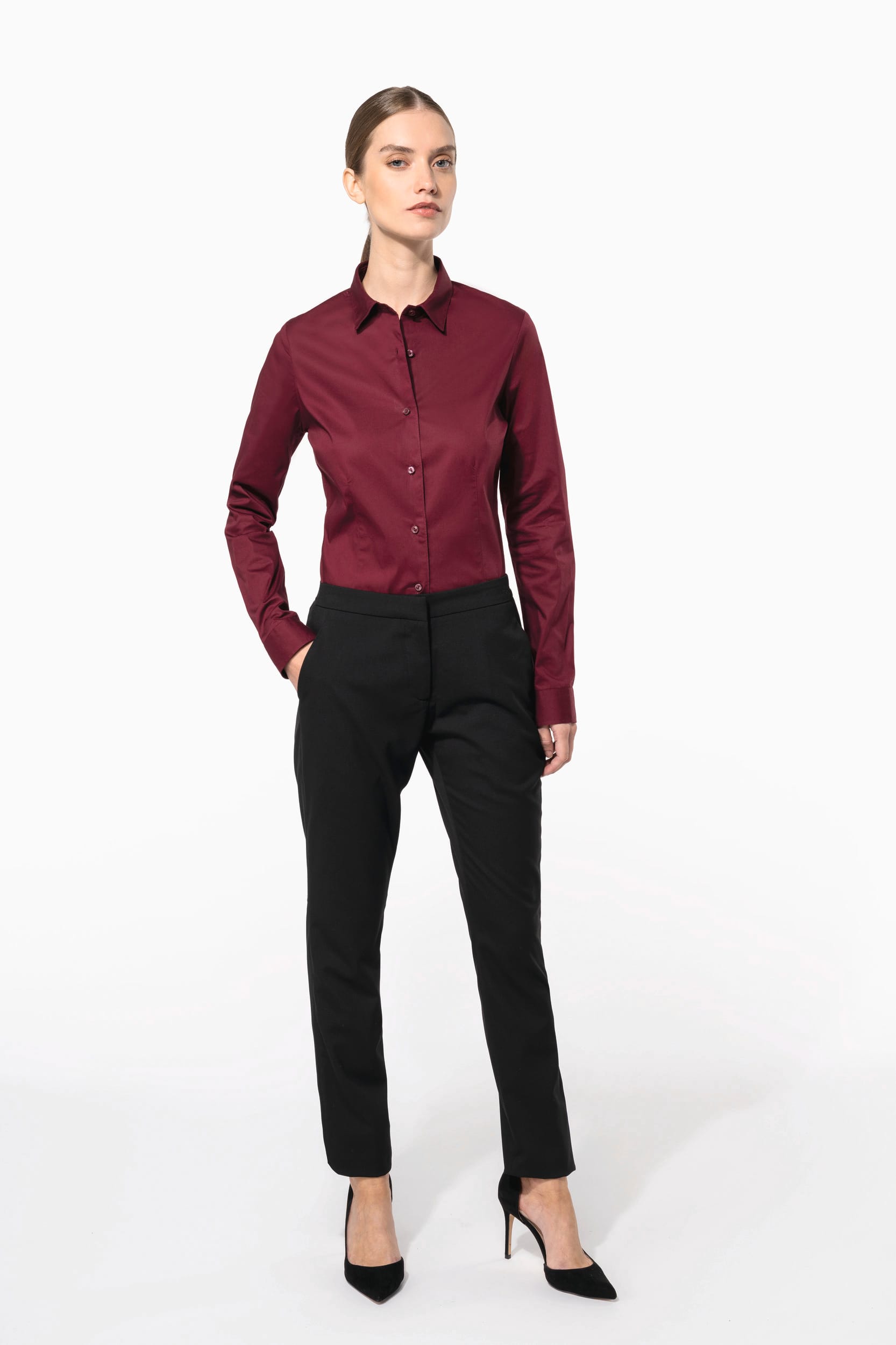 Chemise coton / élasthanne manches longues femme - Image 6