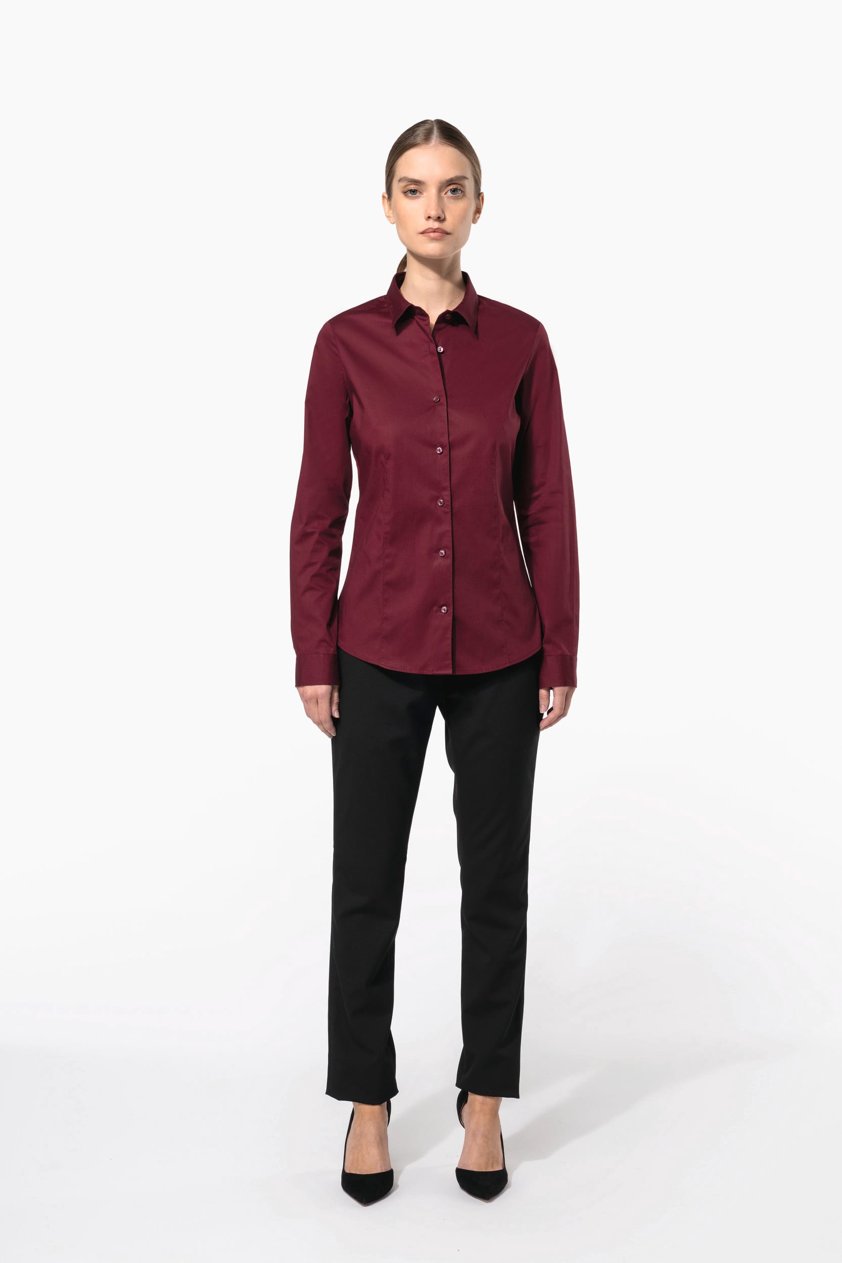 Chemise coton / élasthanne manches longues femme - Image 7