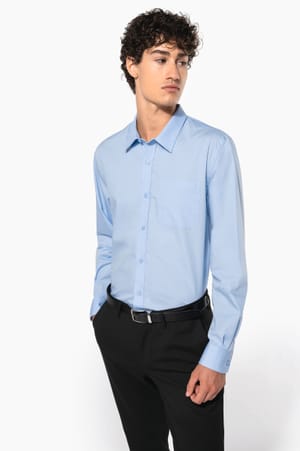 Heren poplin overhemd lange mouwen