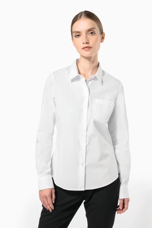 Dames poplin blouse lange mouwen