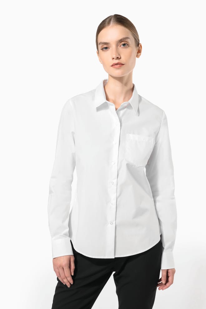 Ladies' long-sleeved cotton poplin shirt