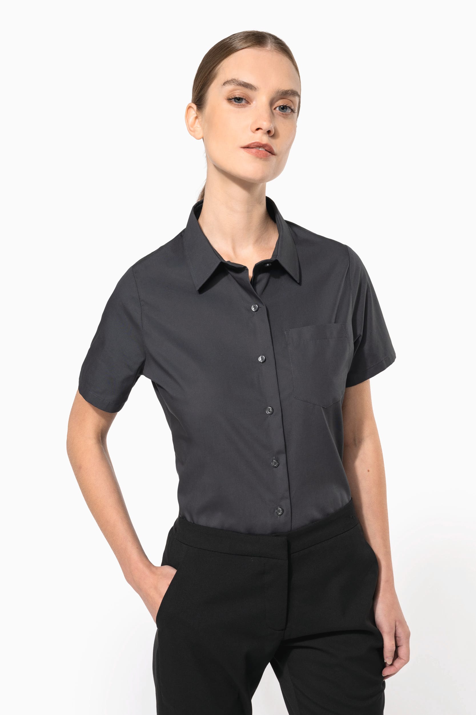 Chemise popeline manches courtes femme - Image 1