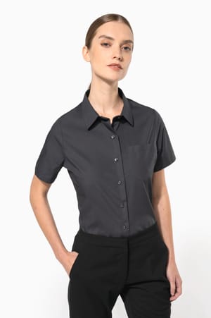 Dames Poplin Blouse Korte Mouwen