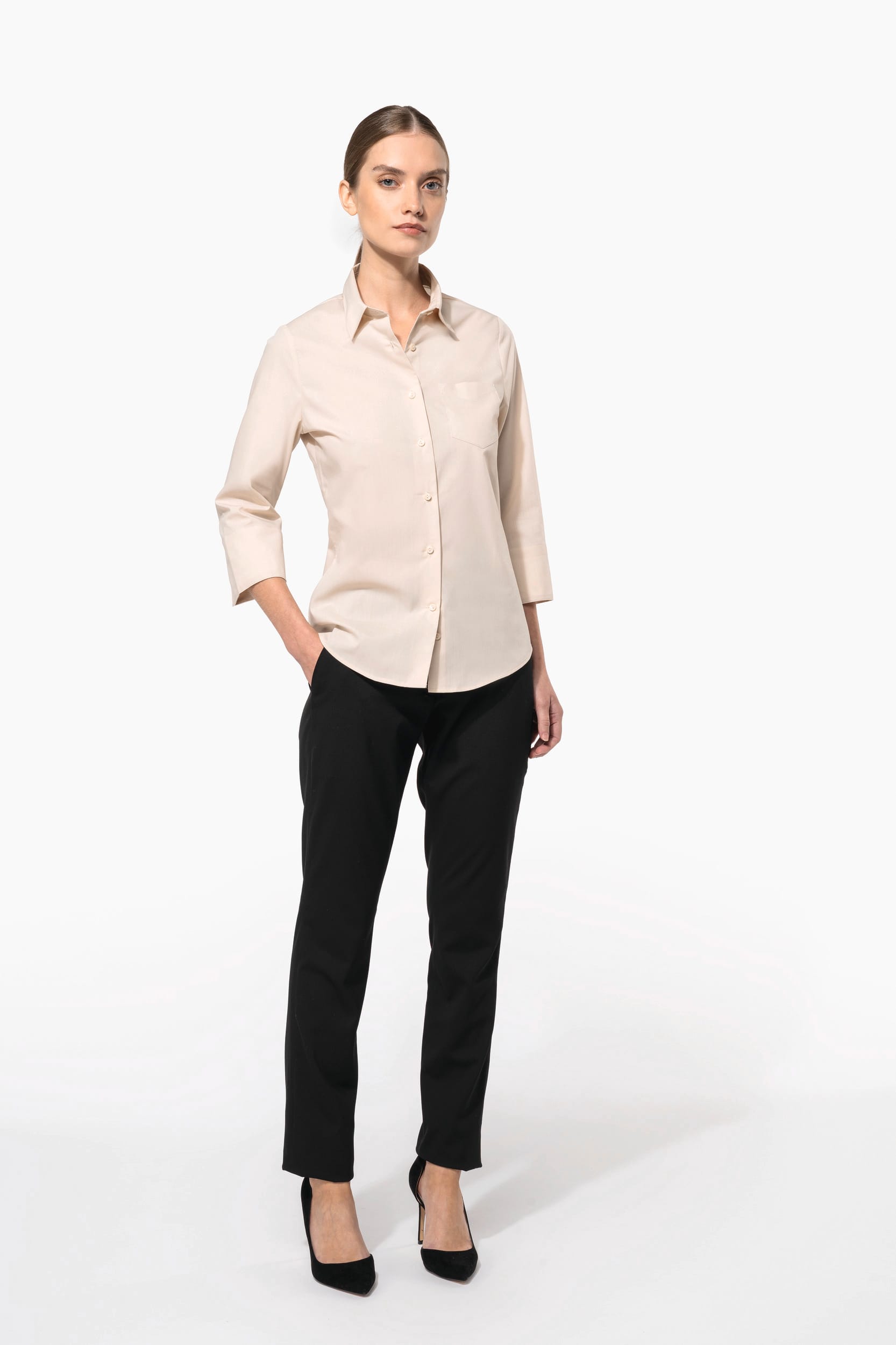 Chemise popeline polycoton manches 3/4 entretien facile femme - Image 6