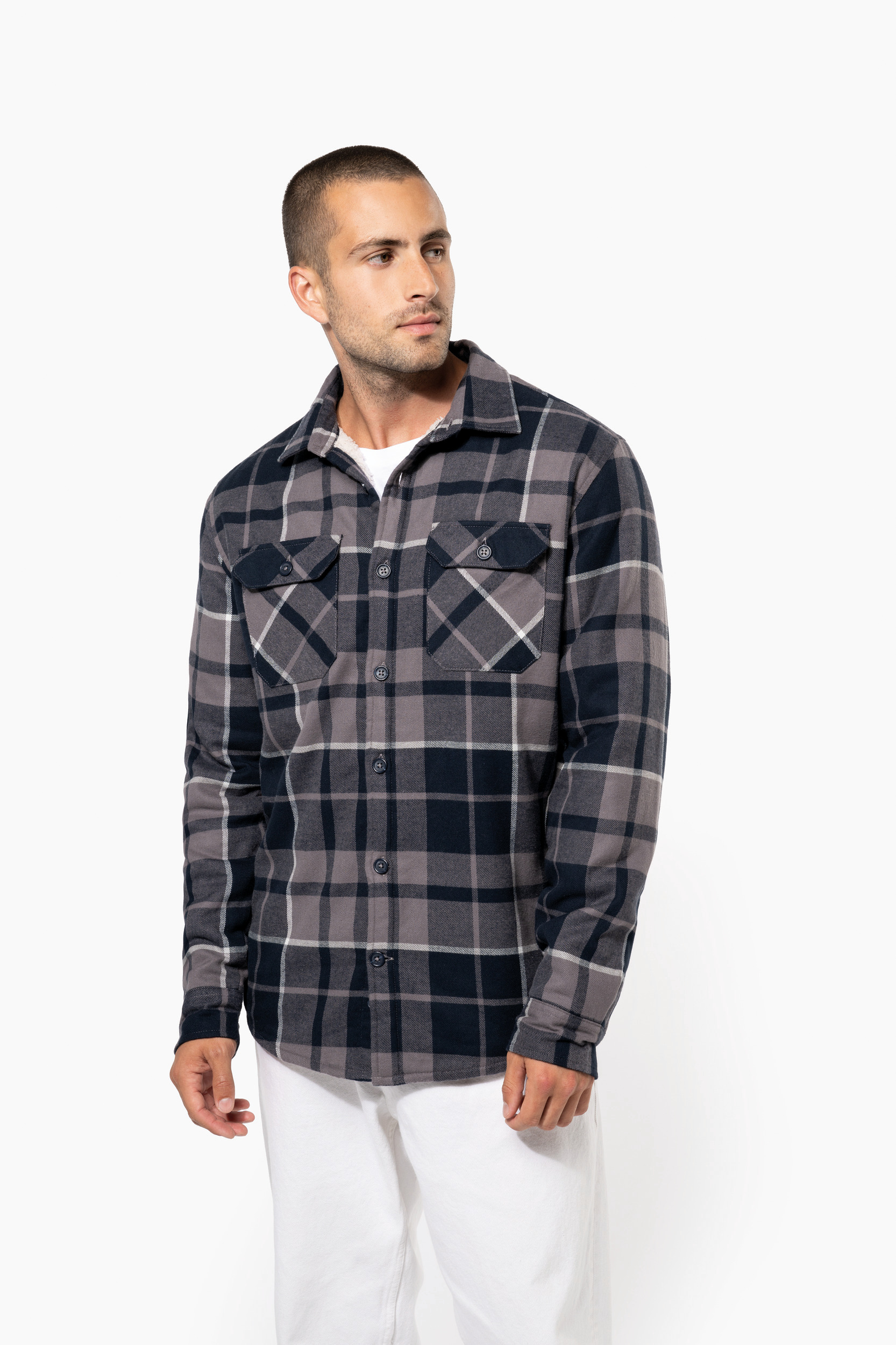 Geruit overshirt met sherpavoering