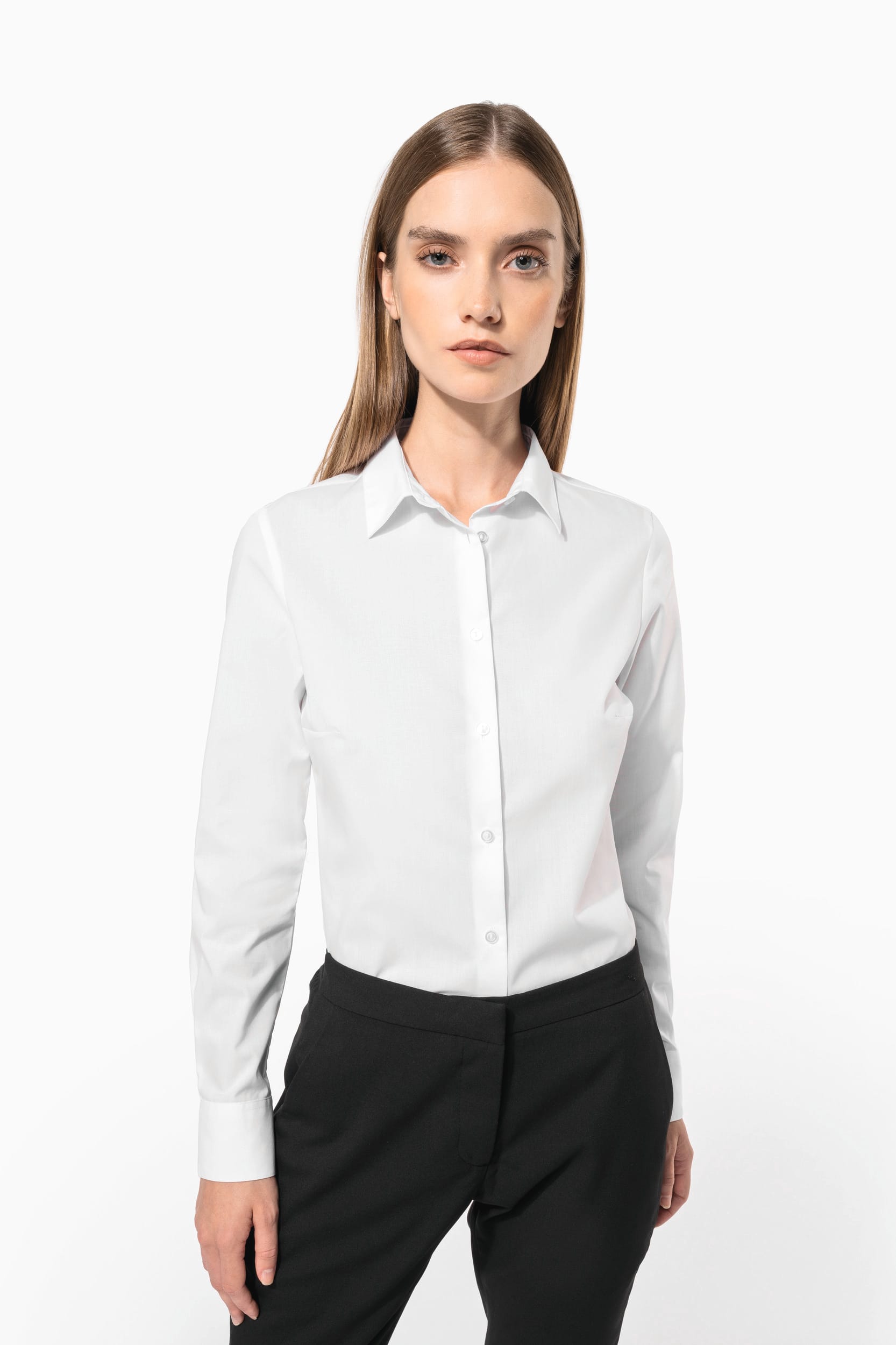 Chemise popeline polycoton sans poche entretien facile femme - Image 1