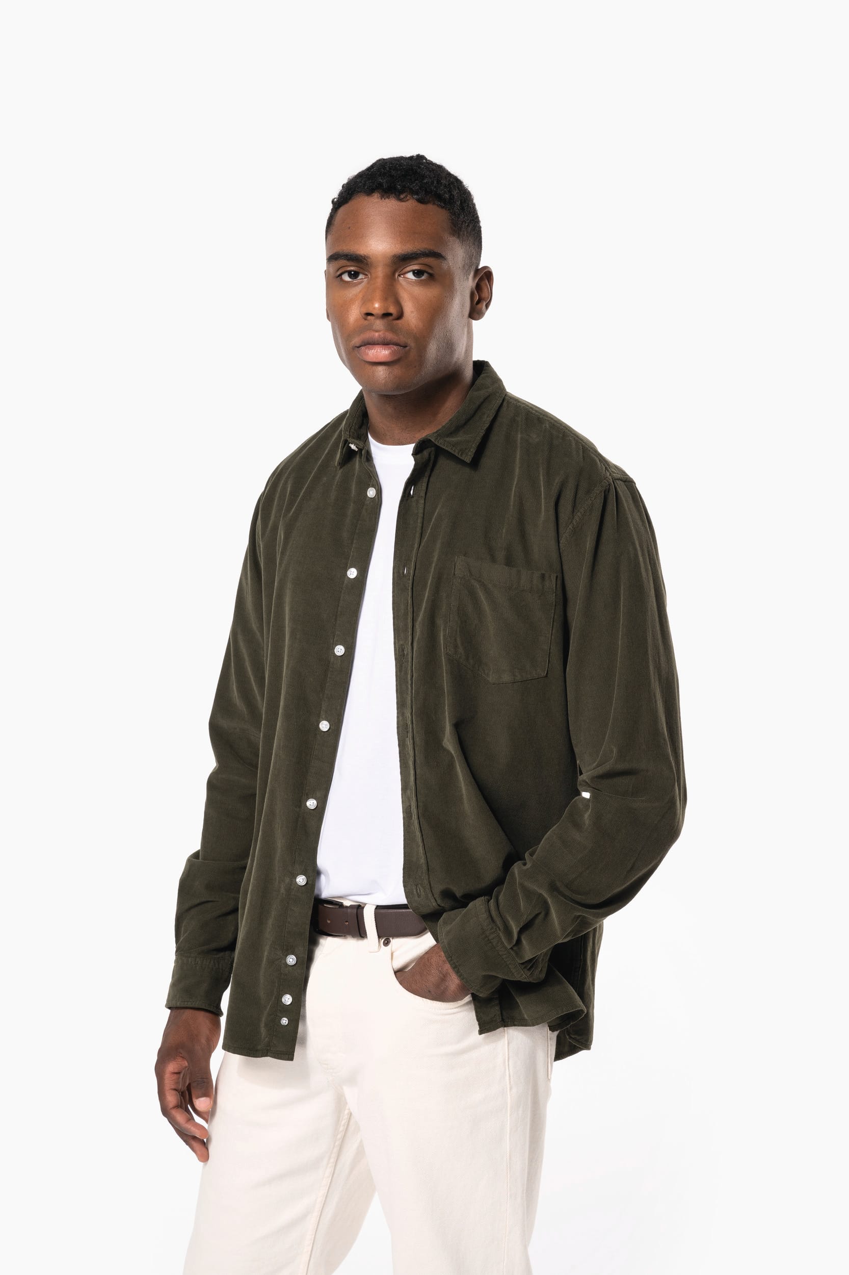 Chemise manches longues en velours homme - Image 3