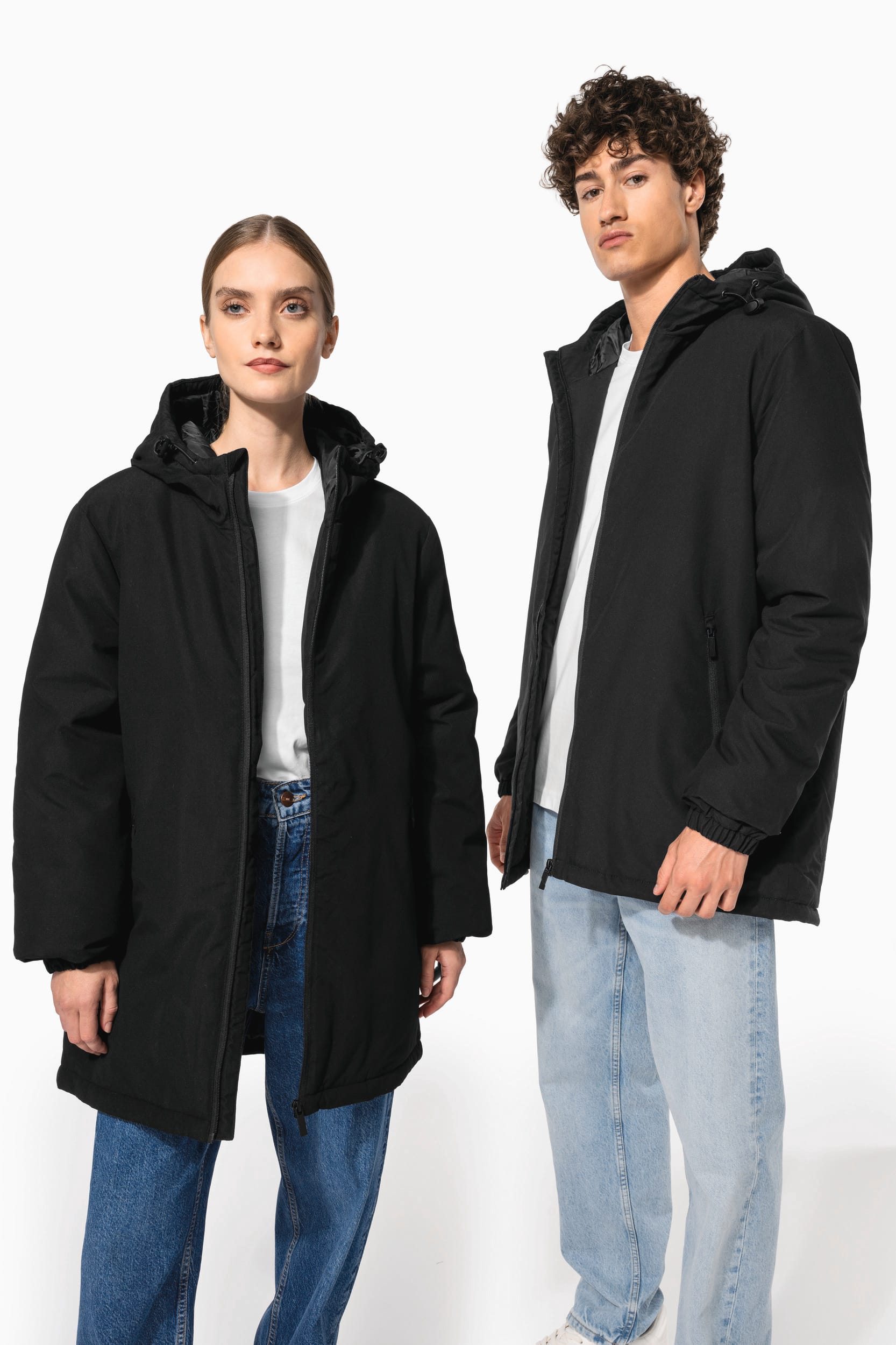 Parka com capuz de material reciclado unisex