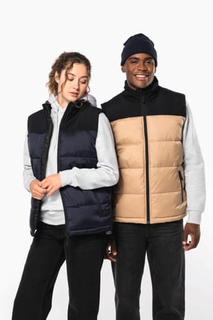 Tweekleurige gewatteerde bodywarmer uniseks