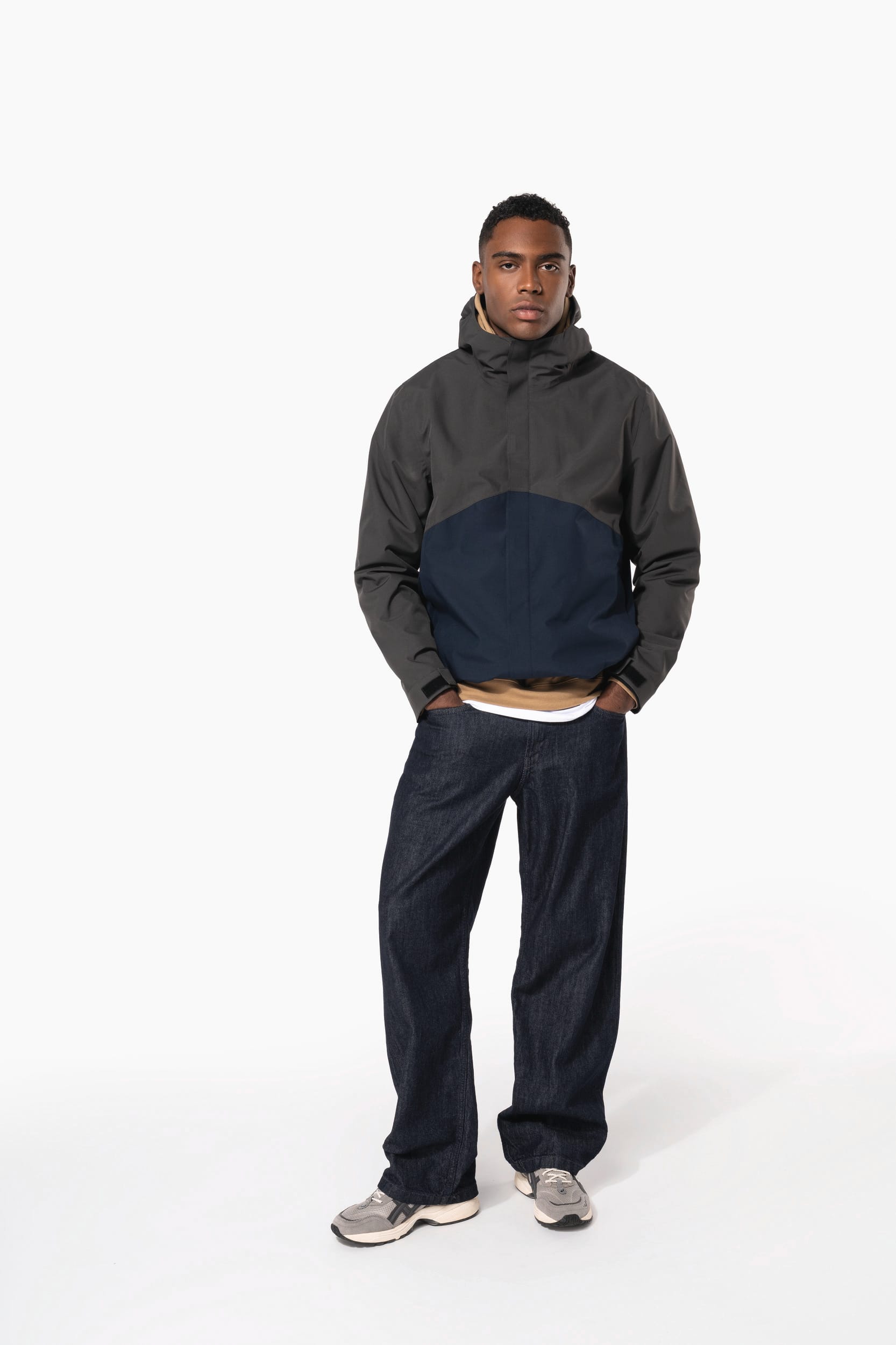 Parka 3-en-1 imperméable à capuche bicolore unisexe - Image 13