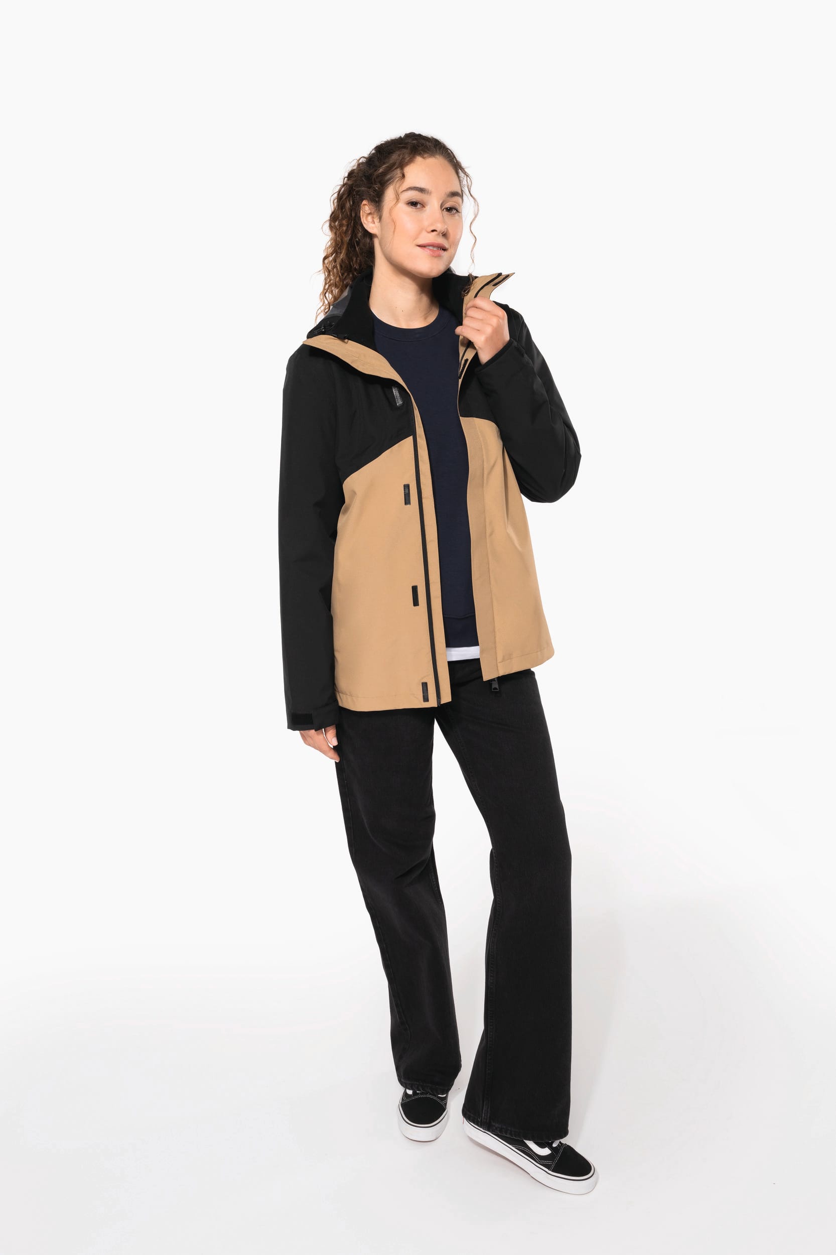 Parka 3-en-1 imperméable à capuche bicolore unisexe - Image 20