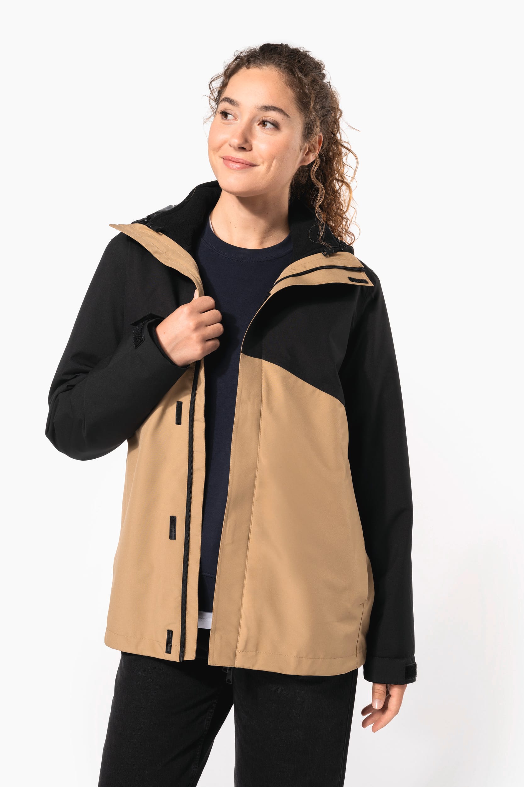 Parka 3-en-1 imperméable à capuche bicolore unisexe - Image 21