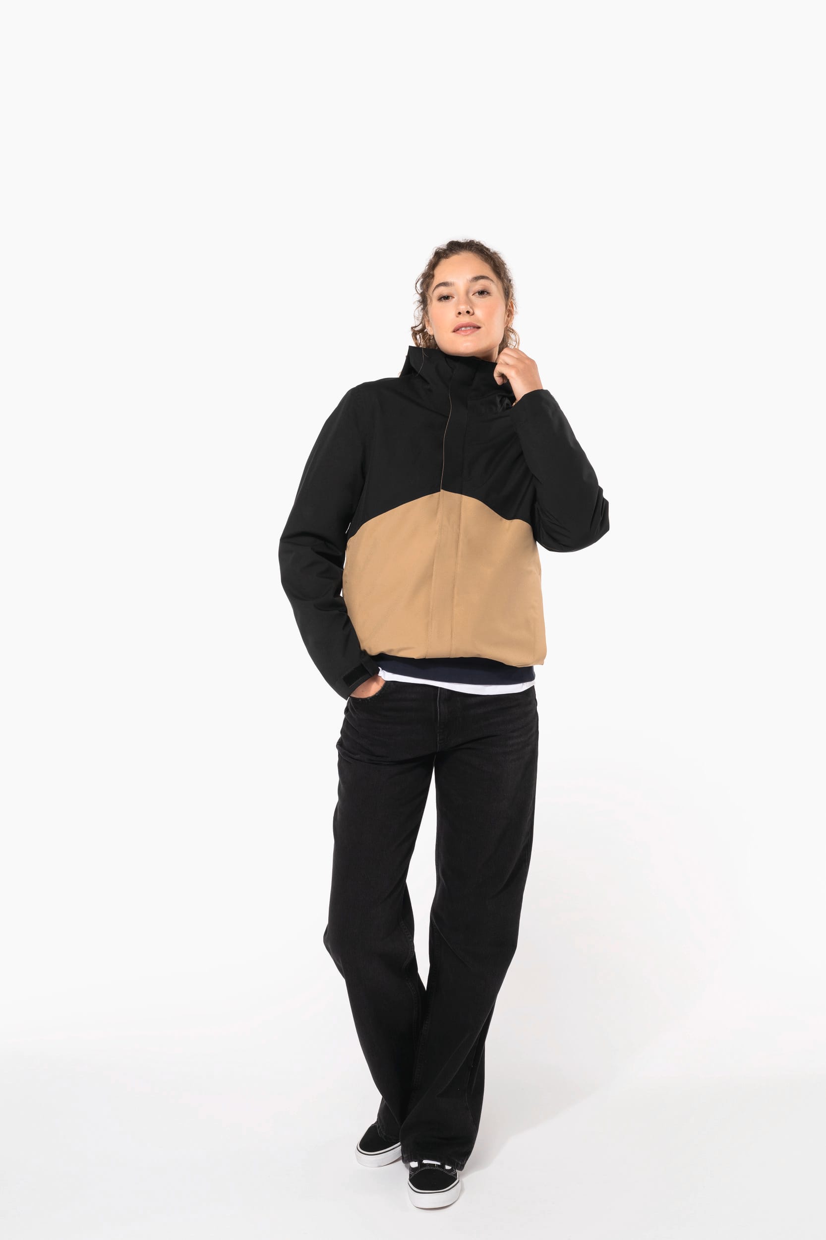 Parka 3-en-1 imperméable à capuche bicolore unisexe - Image 15