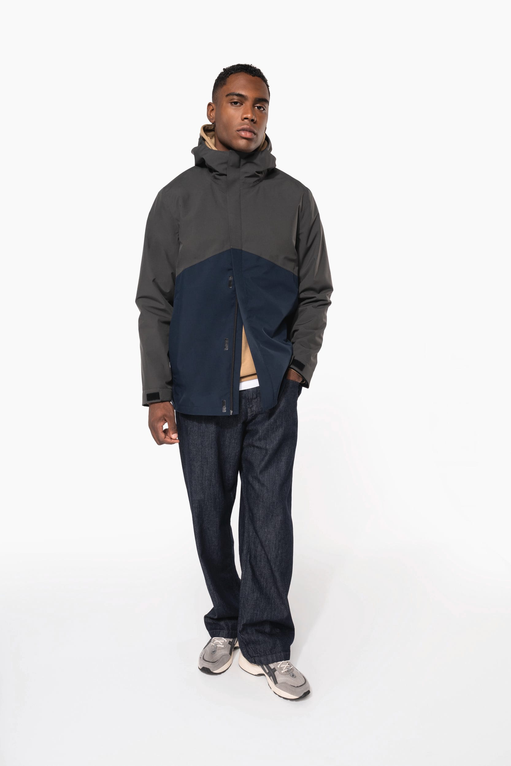 Parka 3-en-1 imperméable à capuche bicolore unisexe - Image 16