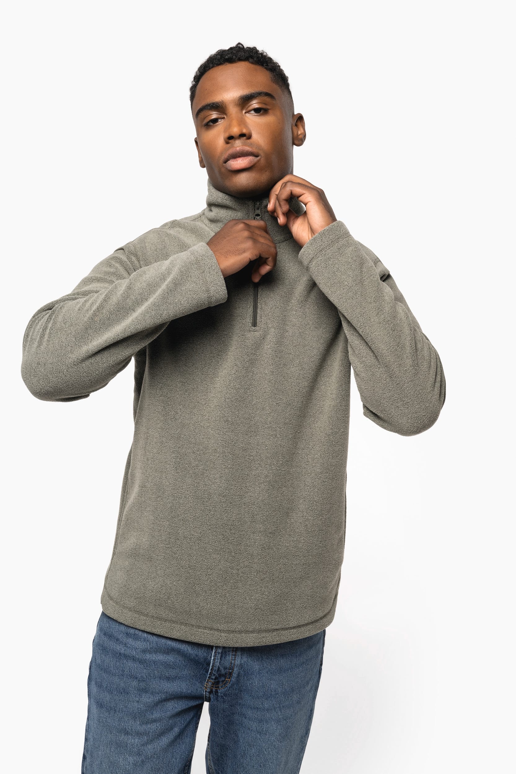 Enzo > Zip neck microfleece jacket