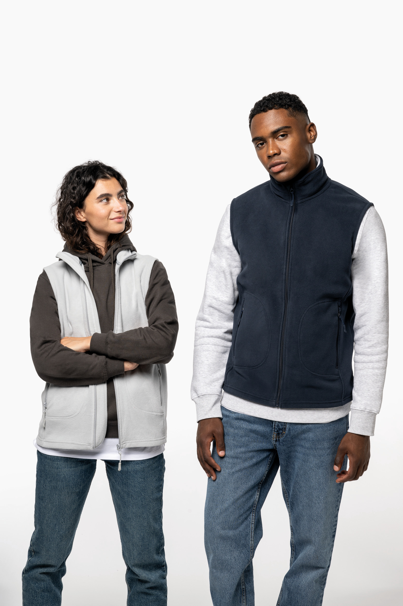 Ecologische uniseks bodywarmer van microfleece
