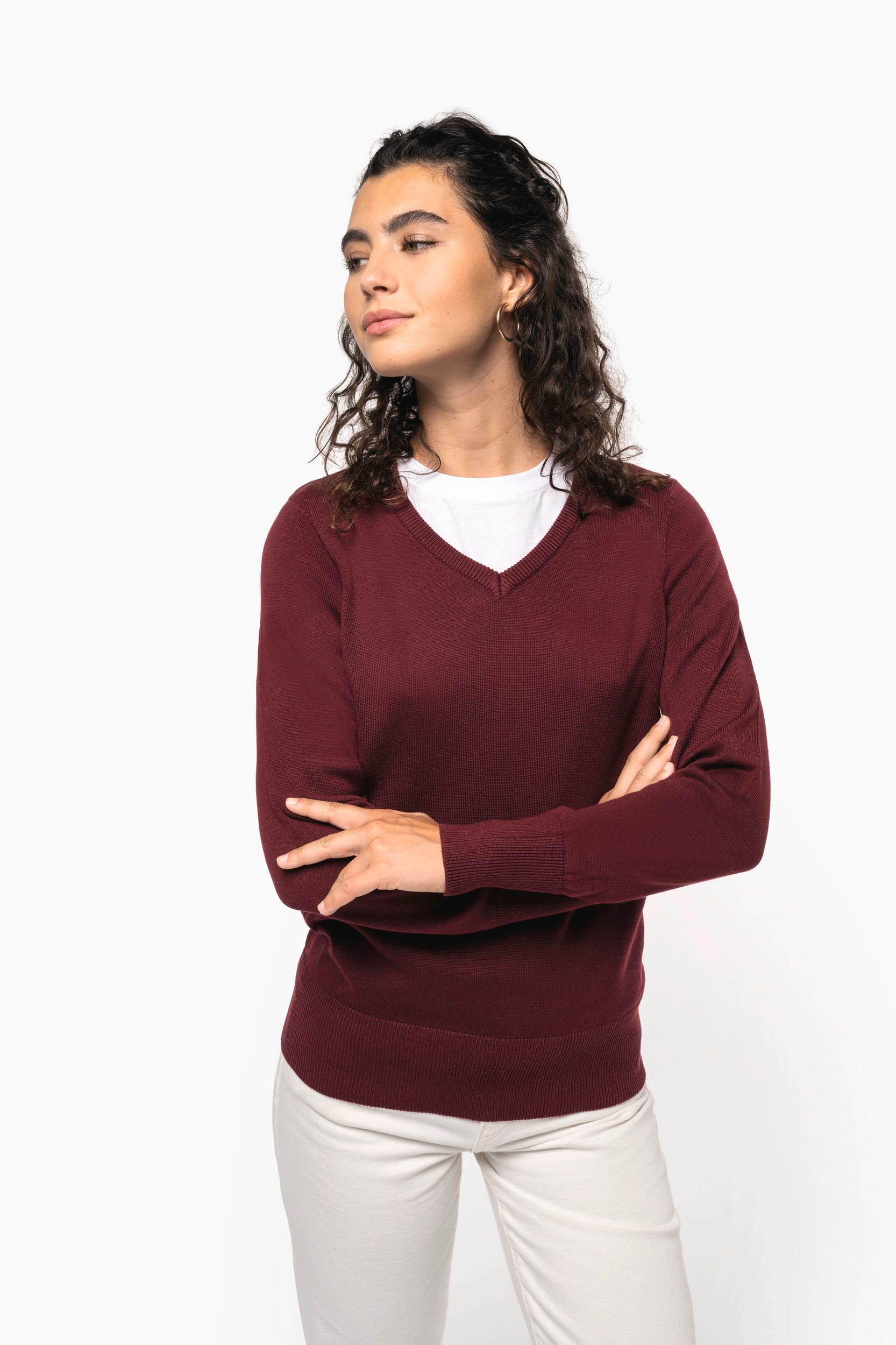 Pullover de senhora decote V