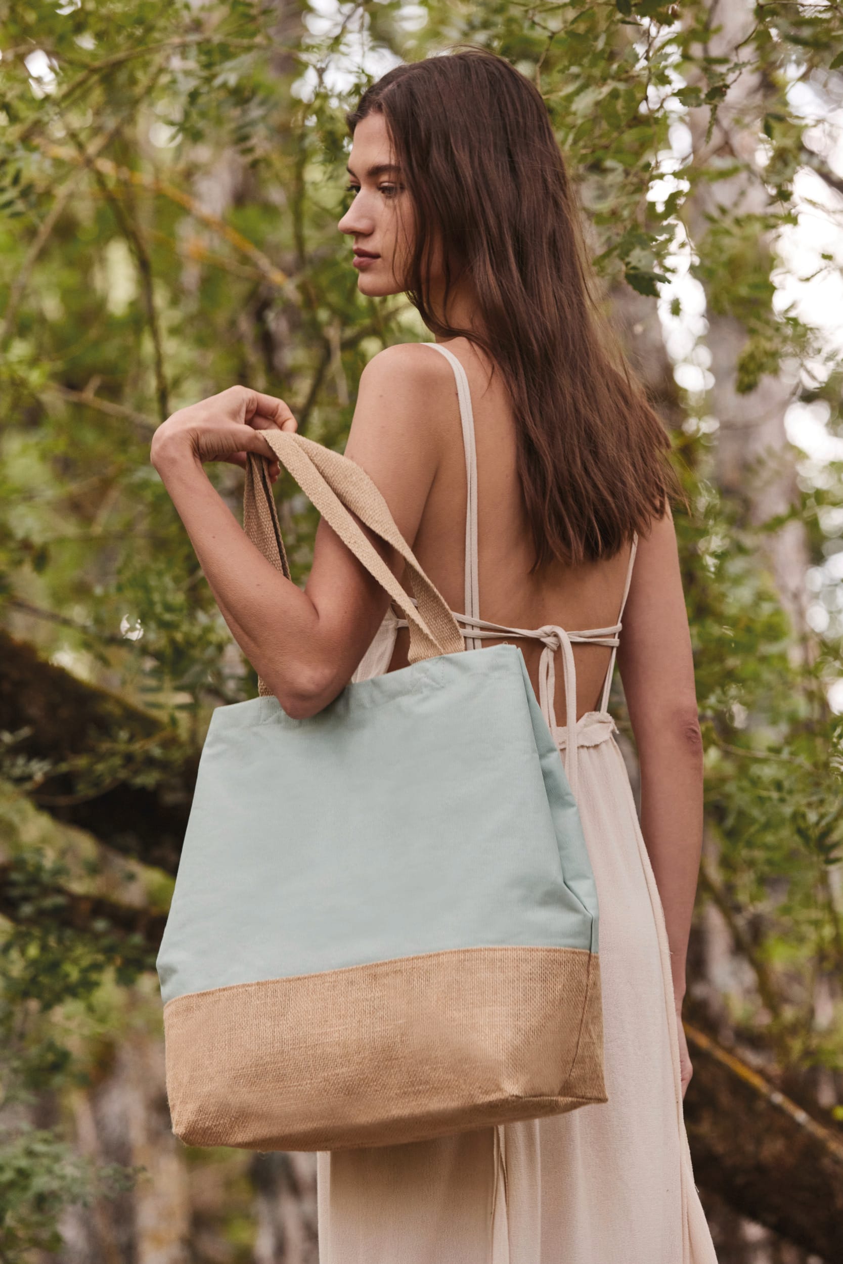 CANVAS & JUTE HOLD-ALL SHOPPER BAG - Kimood