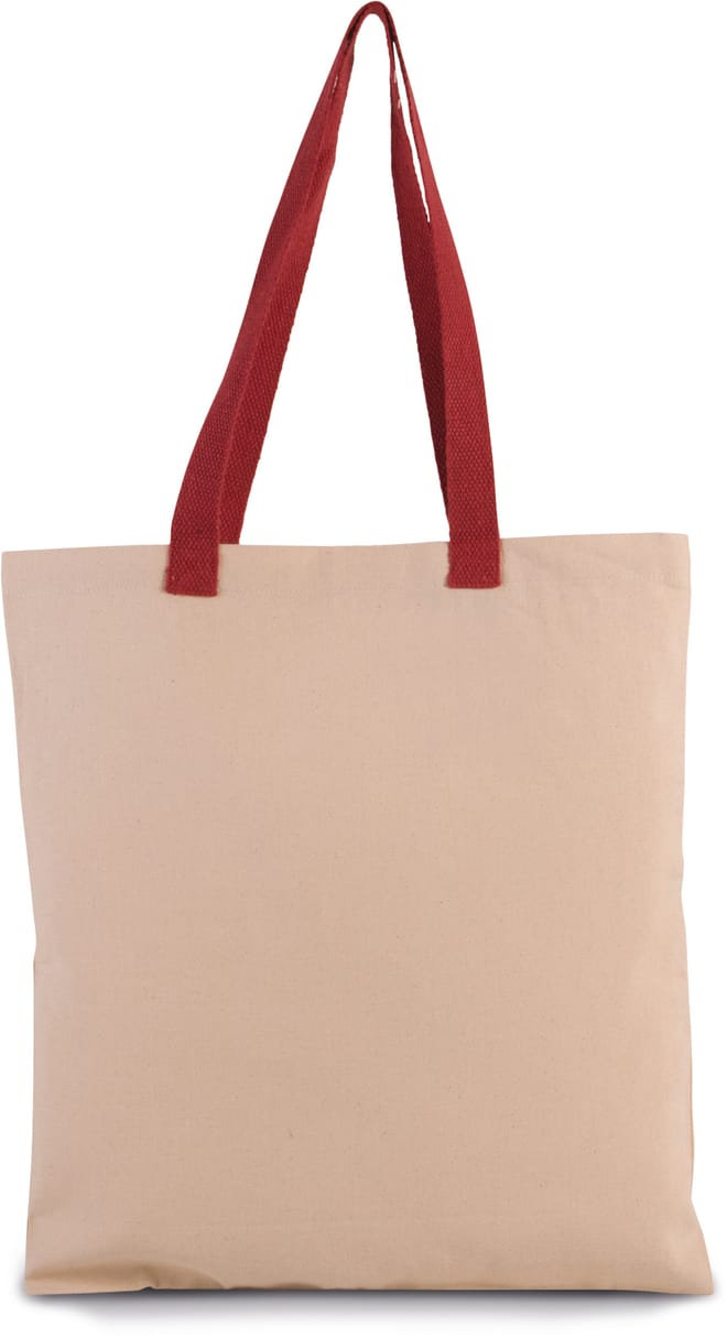 Bolsa shopper tejido canvas plana con asas contrastadas