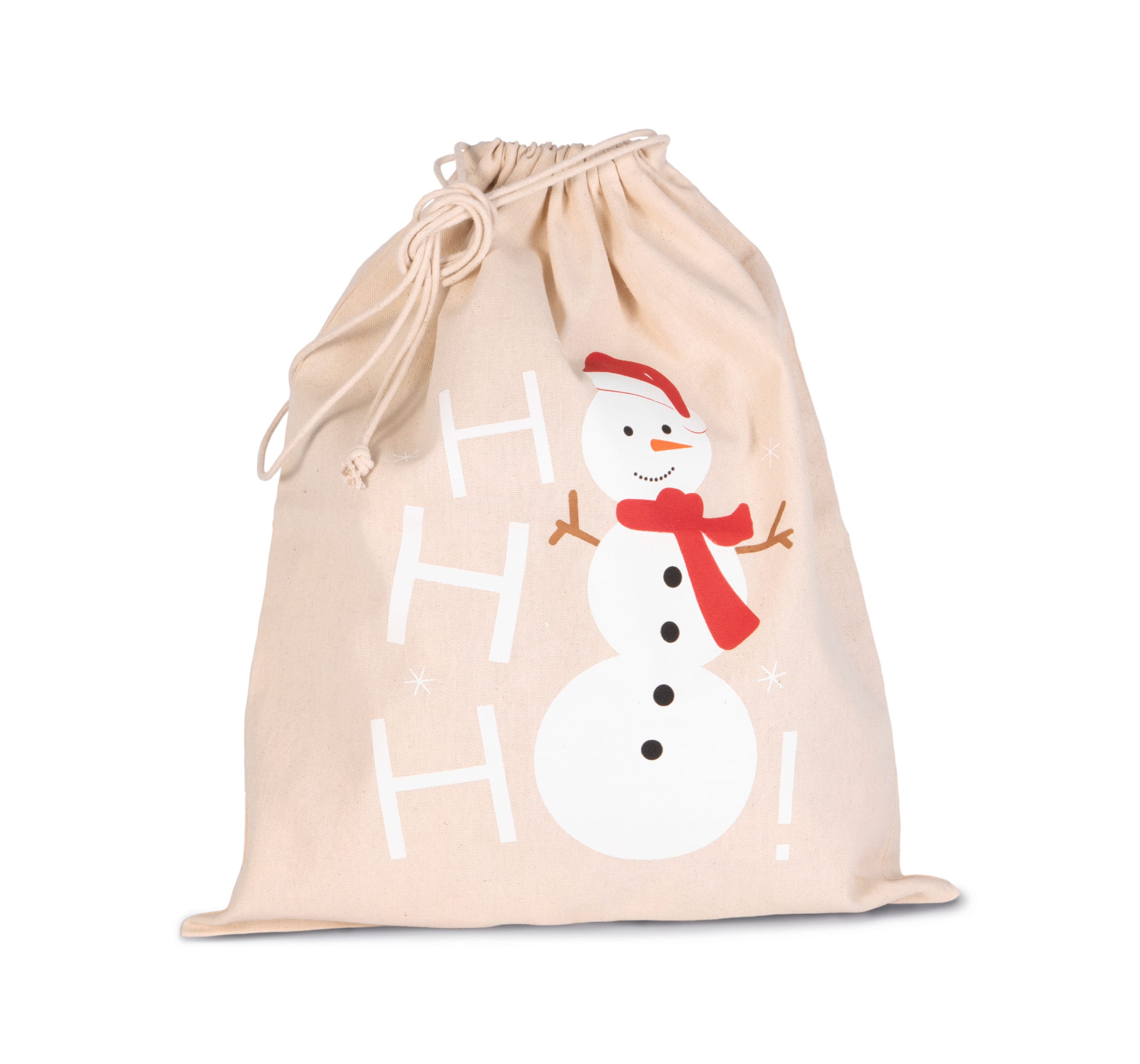 Sac coton à cordon motif bonhomme de neige