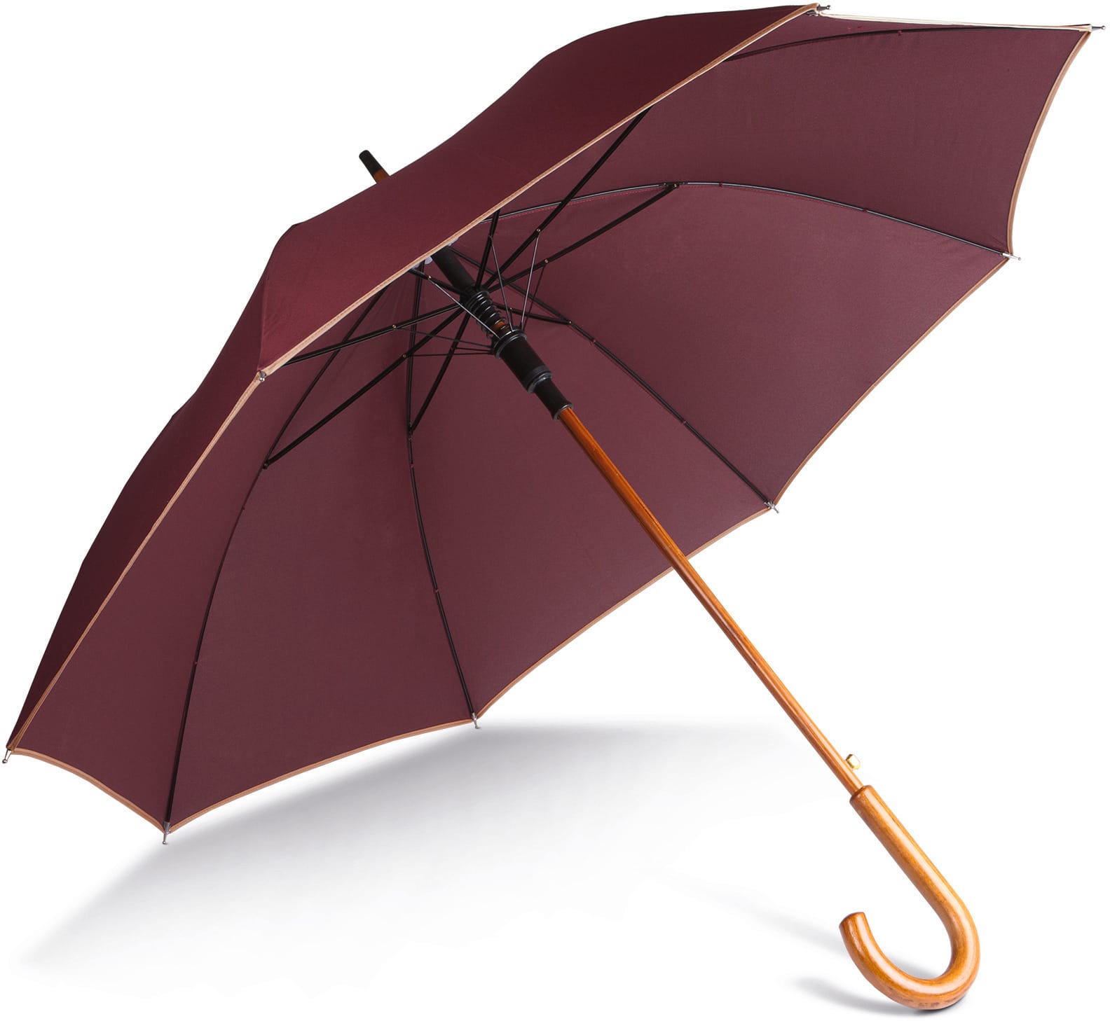 Chapéu-de-chuva com pega em madeira