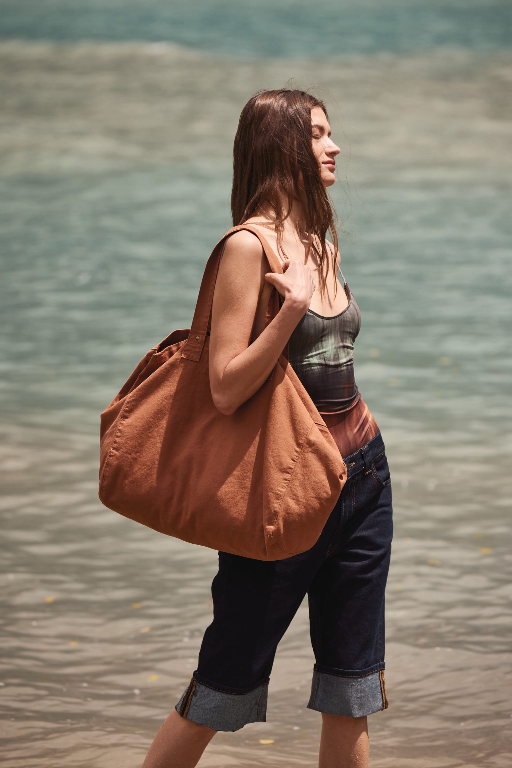 Saco de compras em algodão com aspecto lavado